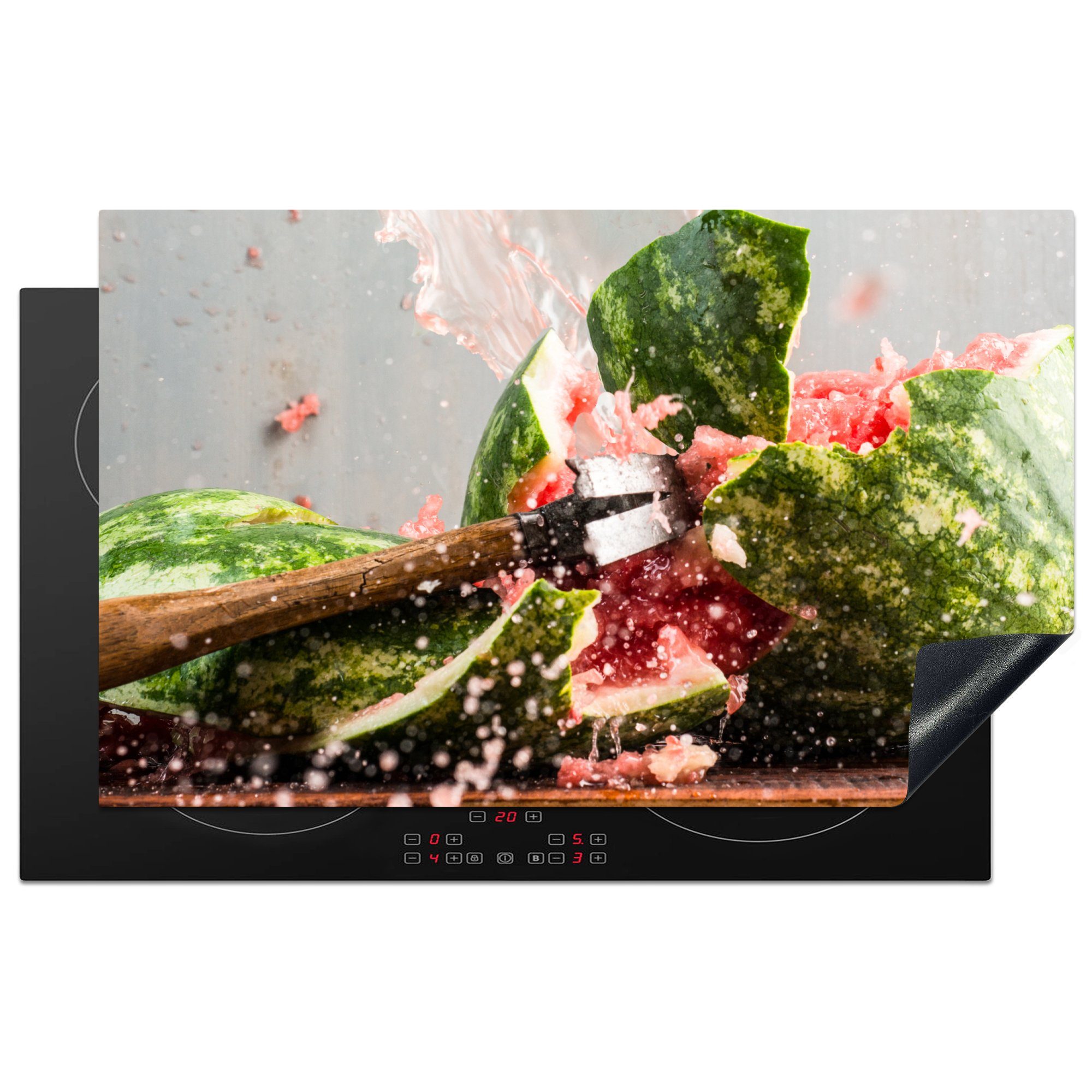 MuchoWow Herdblende-/Abdeckplatte für Vinyl, Lebensmittel, 83x51 (1 Wassermelone Obst - - küche cm, tlg), Ceranfeldabdeckung, Arbeitsplatte