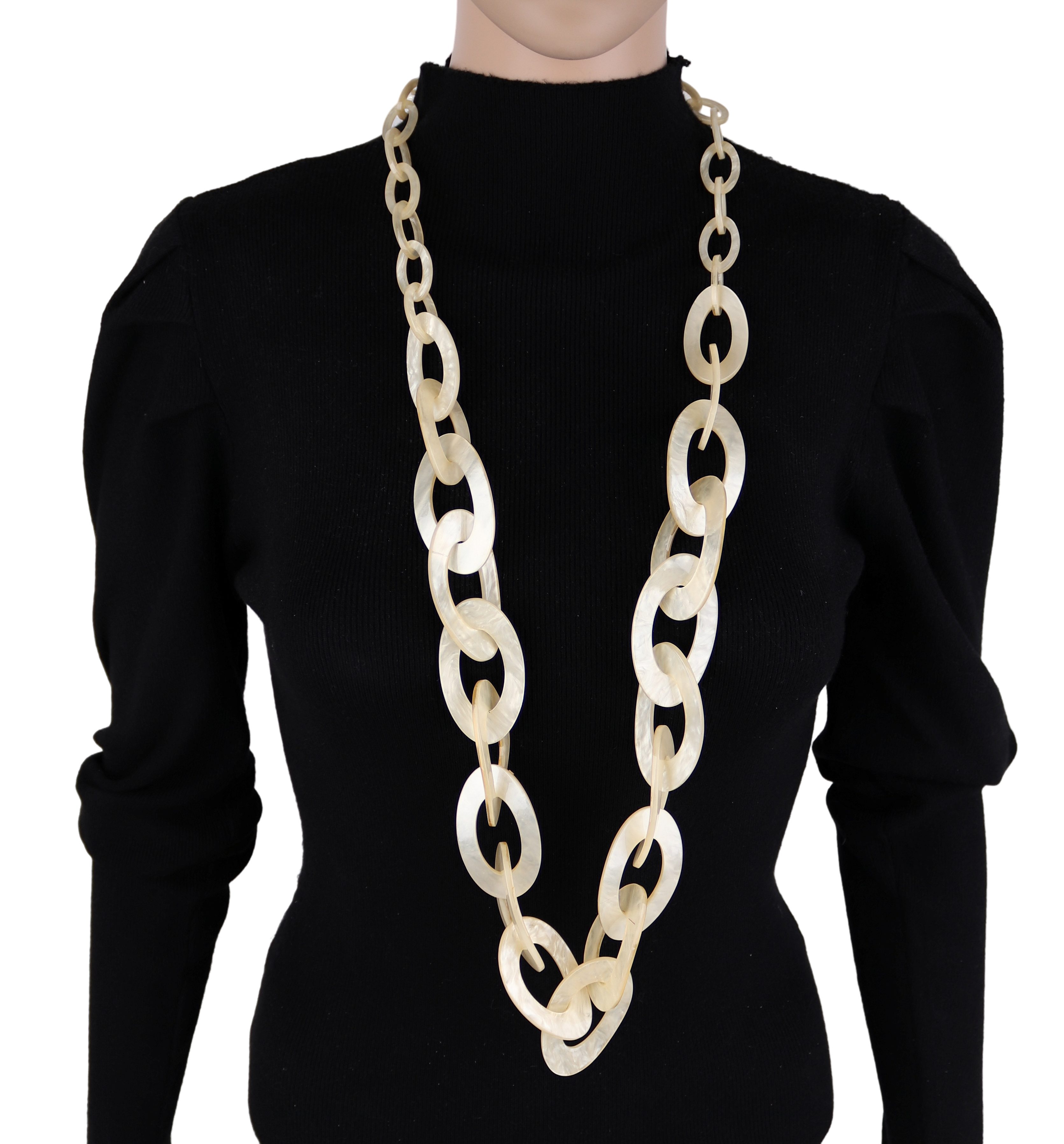 MIRROSI Lange Kette Damen Statement Halskette HARZ ca.95cm lang (perfekt fü günstig online kaufen