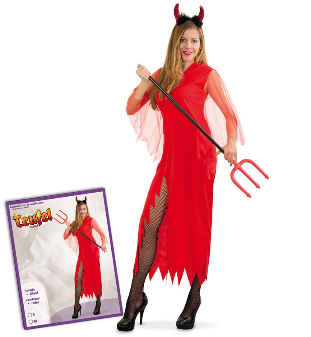 Fries Teufel-Kostüm Sexy Damen Kostüm Kleid Teufelin Teufel Rot Halloween Karneval