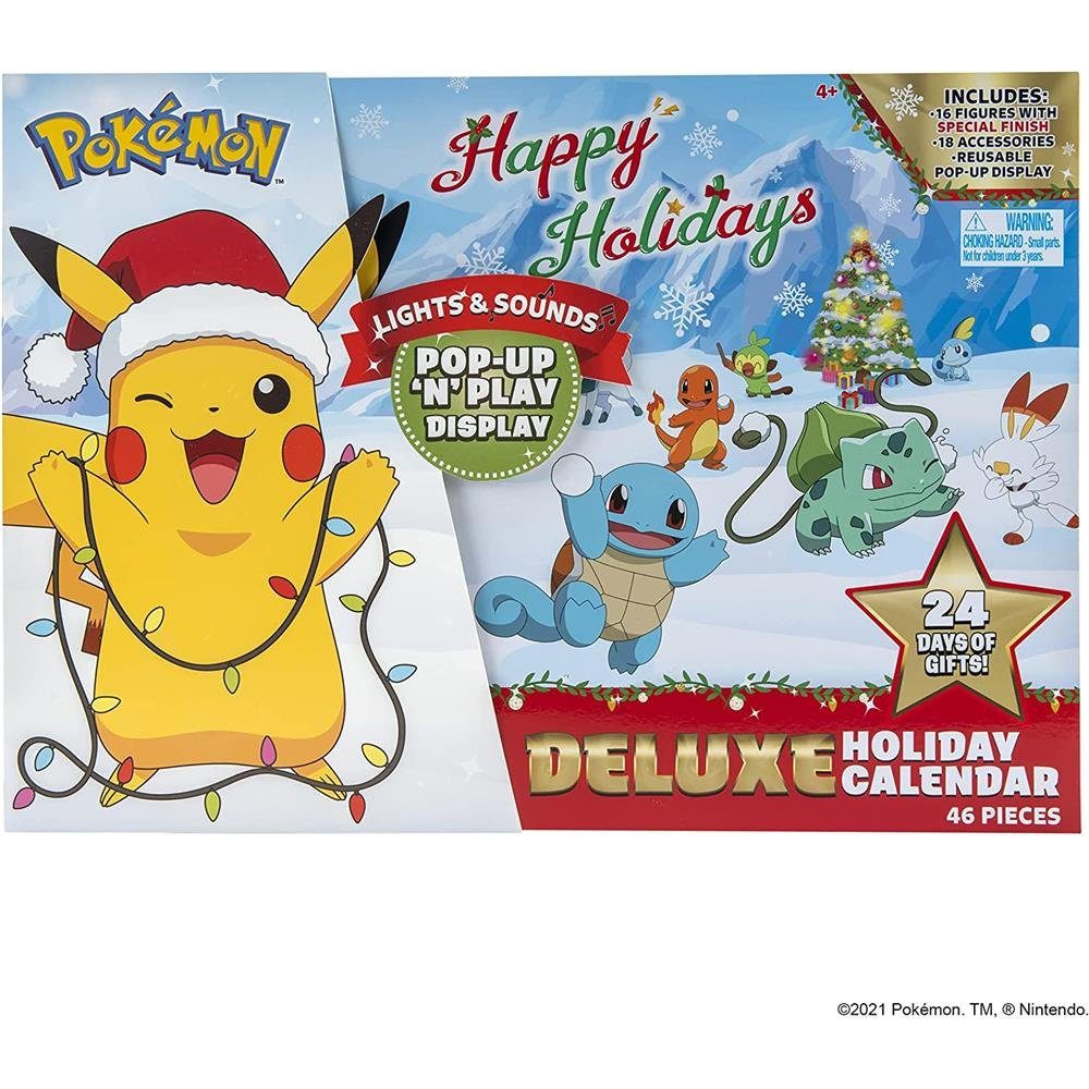 BOTI Adventskalender Pokémon Deluxe, 3 mit 24 Jahren ab Spielzeug-Überraschungen, für Kinder