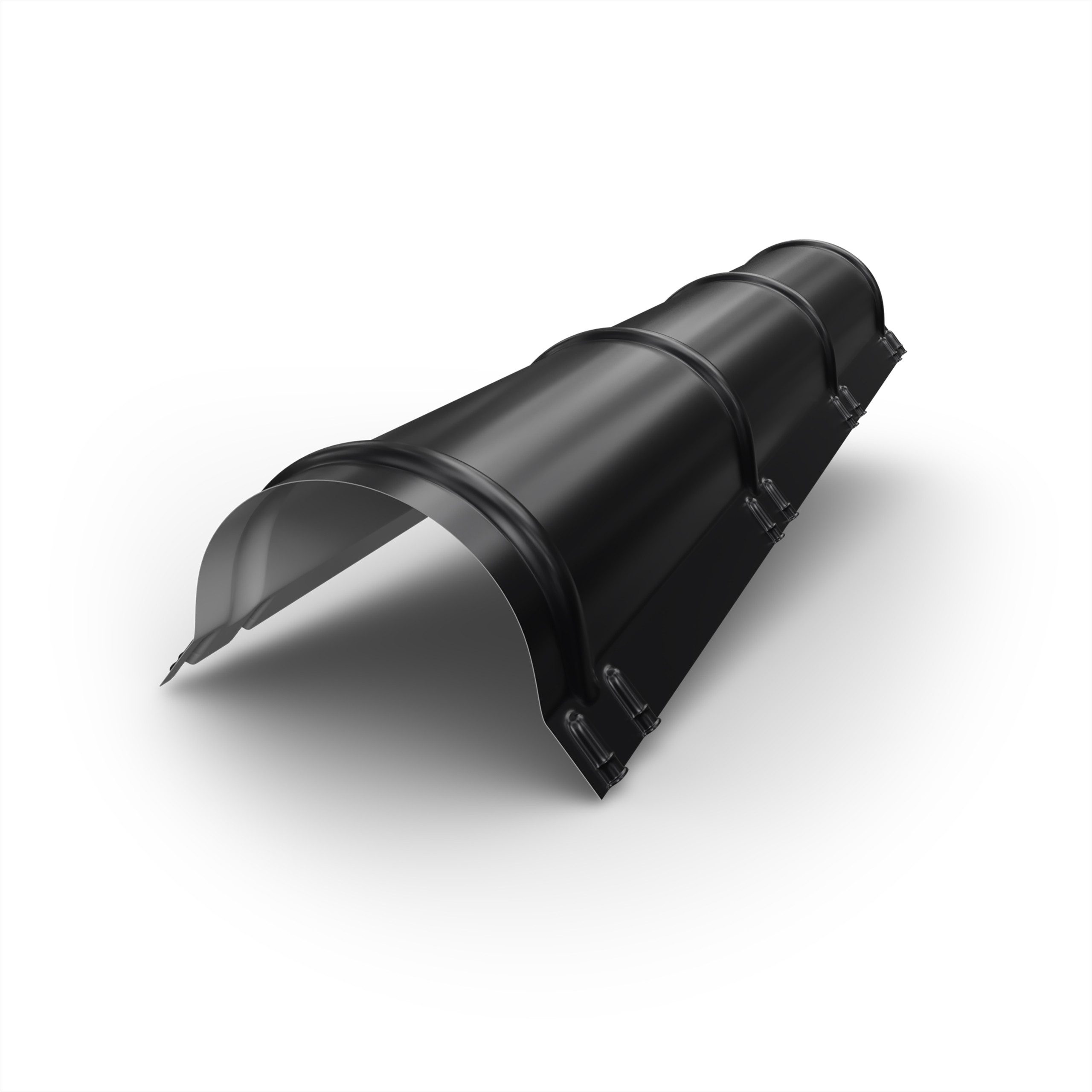 BRAVO Glattblech Dachfirst halbrund gerippt 1 m – Firstblech 0,5 mm f. Metalldachziegel, ideal für Gartenhaus, Carport, Garage und Schuppen