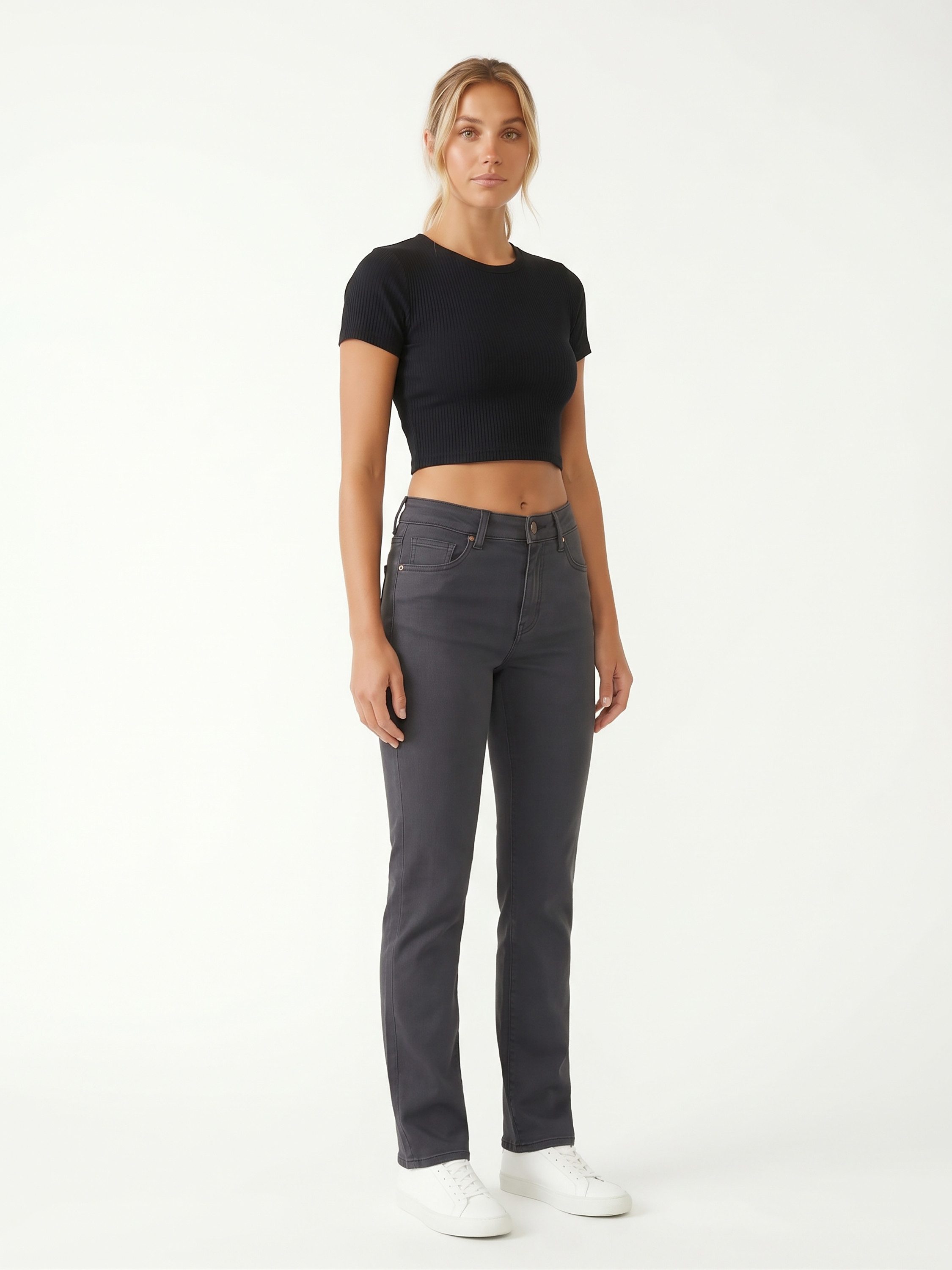 ESRA Stoffhose Stretch Hose Damen Regular Stoff-Hose Damen Elegant Hose elastisch High Waist Damen Hose Elegant Business Hose Stoffhose Straight Hose – Bild 5 von 5