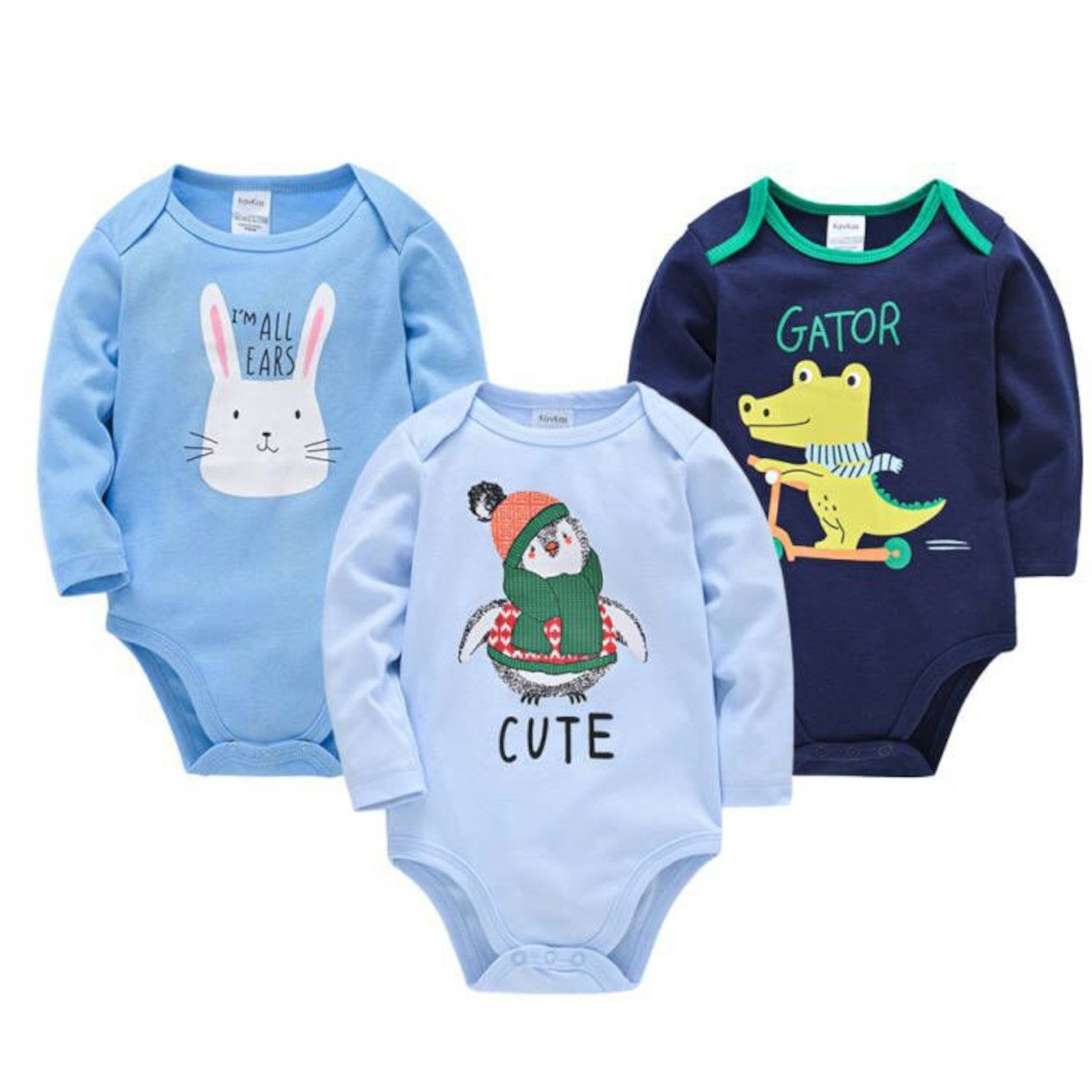 Strampler Baby Jungen Mädchen, Wickelbody, Romper 3er-Pack EM-1006-1007