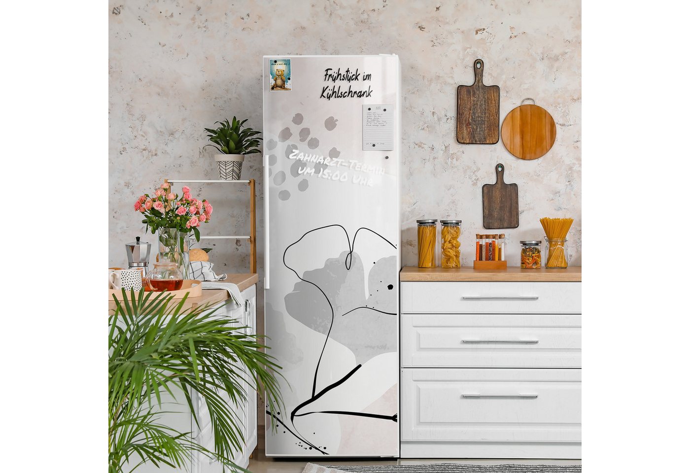 Thumbnail - DEQORI Magnetfolie 'Dekorativer Gingko-Banner', beschreibbar Kühlschrank Magnetmatte magnetisch Magnetfolie
