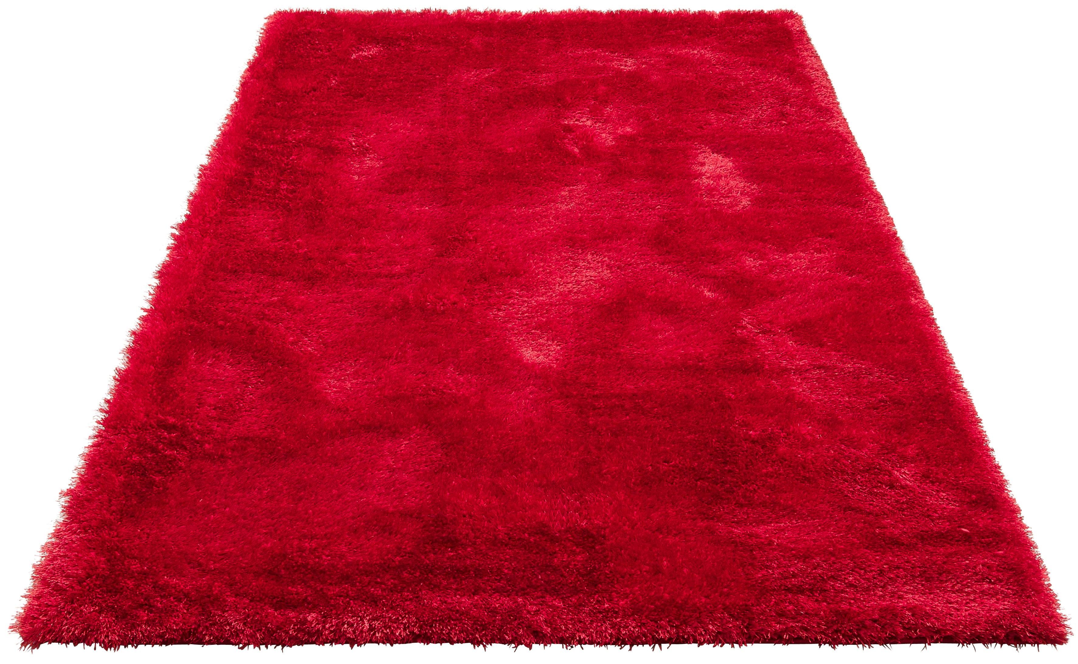 Hochflor-Teppich Mikro Soft Super, my home, rechteckig, Höhe: 50 mm, besonders weich durch Mikrofaser, extra flauschig, einfarbig, weich rot
