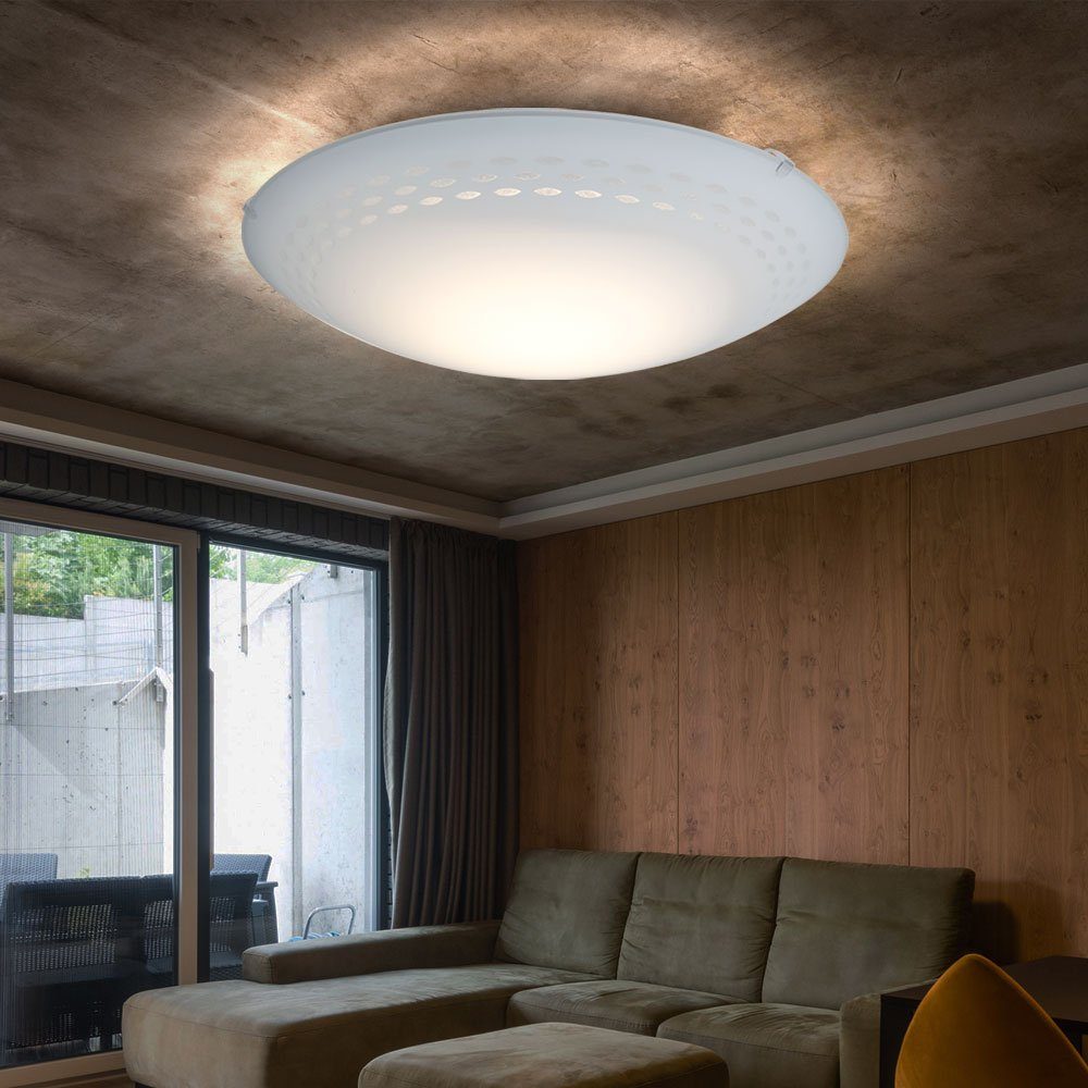 EGLO LED Deckenleuchte, LED-Leuchtmittel satiniert Glas Lampe fest verbaut, Wand weiß Strahler LED Decken Design