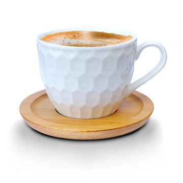 Melody Tasse Porzellan Tassen Set Teeservice Kaffeeservice mit Untertassen 12-Teilig, Porzellan, Espressotassen, 6er-Set, mit Untertassen