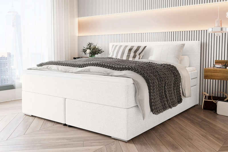 Stylefy Boxspringbett Phönix (Schlafzimmerbett, Bett), 140/160/180/200 x 200 cm, mit Taschenfederkernmatratze und Topper