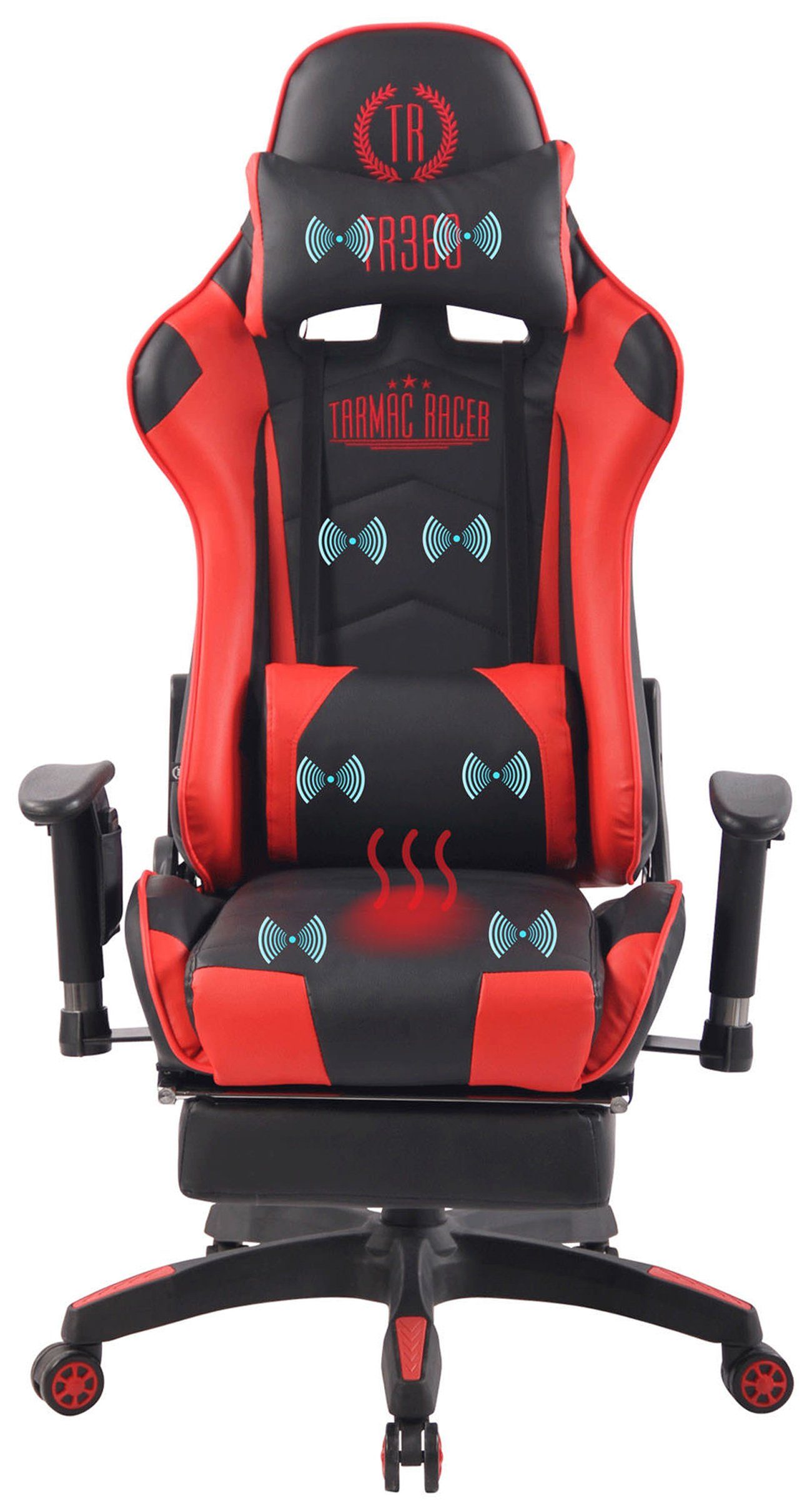 CLP Kunstleder, Turbo XFM Fußablage Gaming schwarz/rot Chair Massagefunktion,