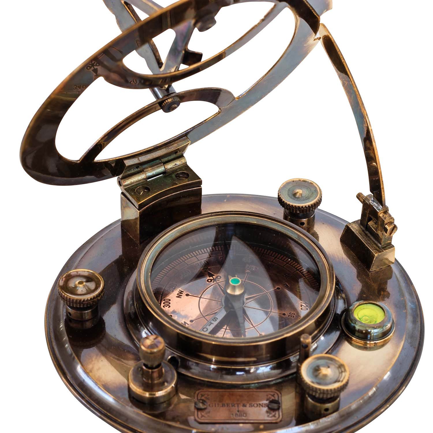 Messing Maritim Antik-Stil Glas Kompass Dekoration Aubaho Kompass Sonnenuhr 13 Replik