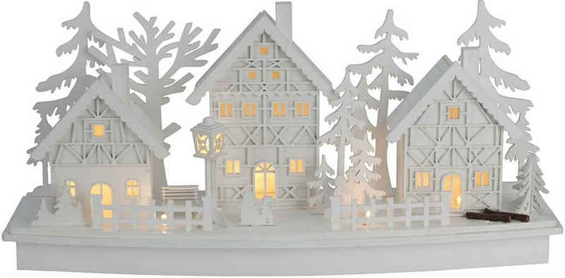 made2trade Weihnachtsdorf Holz, mit LED Beleuchtung, farblich sortiert, weiß