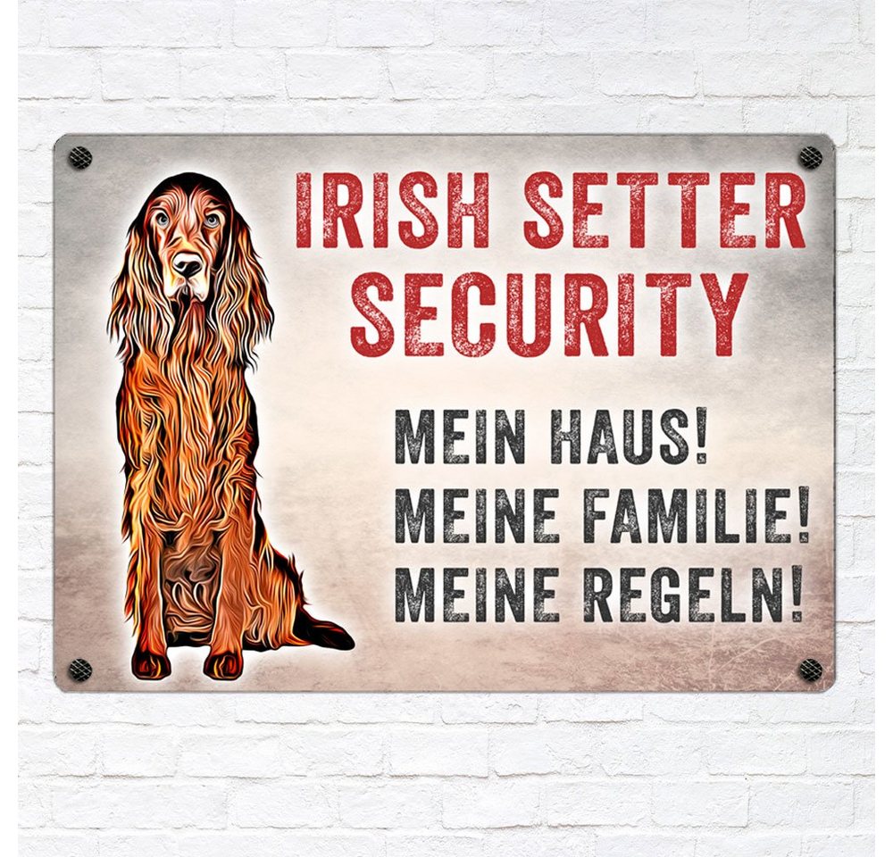 Thumbnail - Cadouri Warnschild Hundewarnschild IRISH SETTER SECURITY - Hinweisschild mit Hunderasse, (1 St., Metallschild mit vier v...