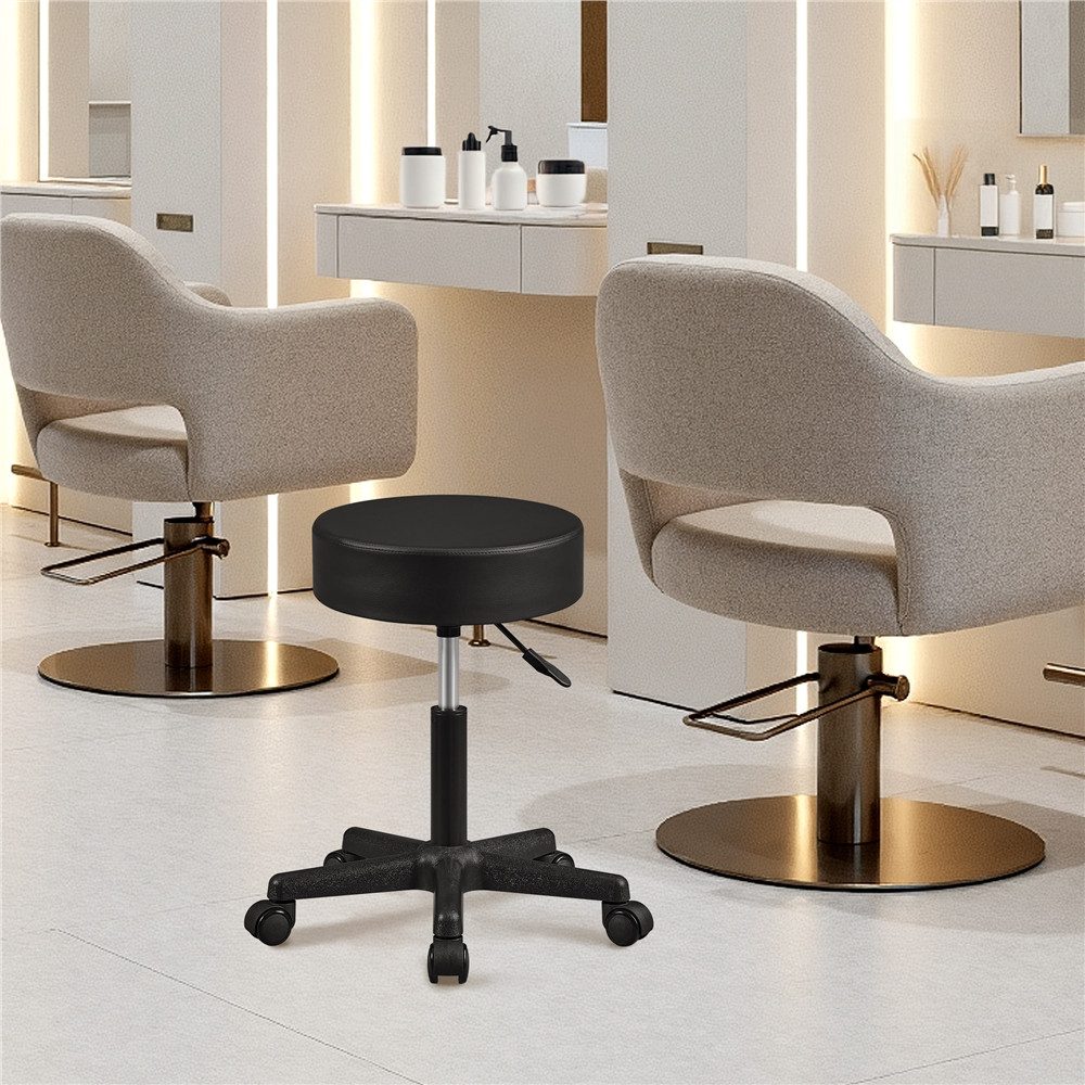 Yaheetech Drehhocker 46 cm – 61,5 cm Höhenverstellbarer Barstuhl, Schminkhocker mit 360° Drehbarer Sitzfläche 150 kg Belastbar