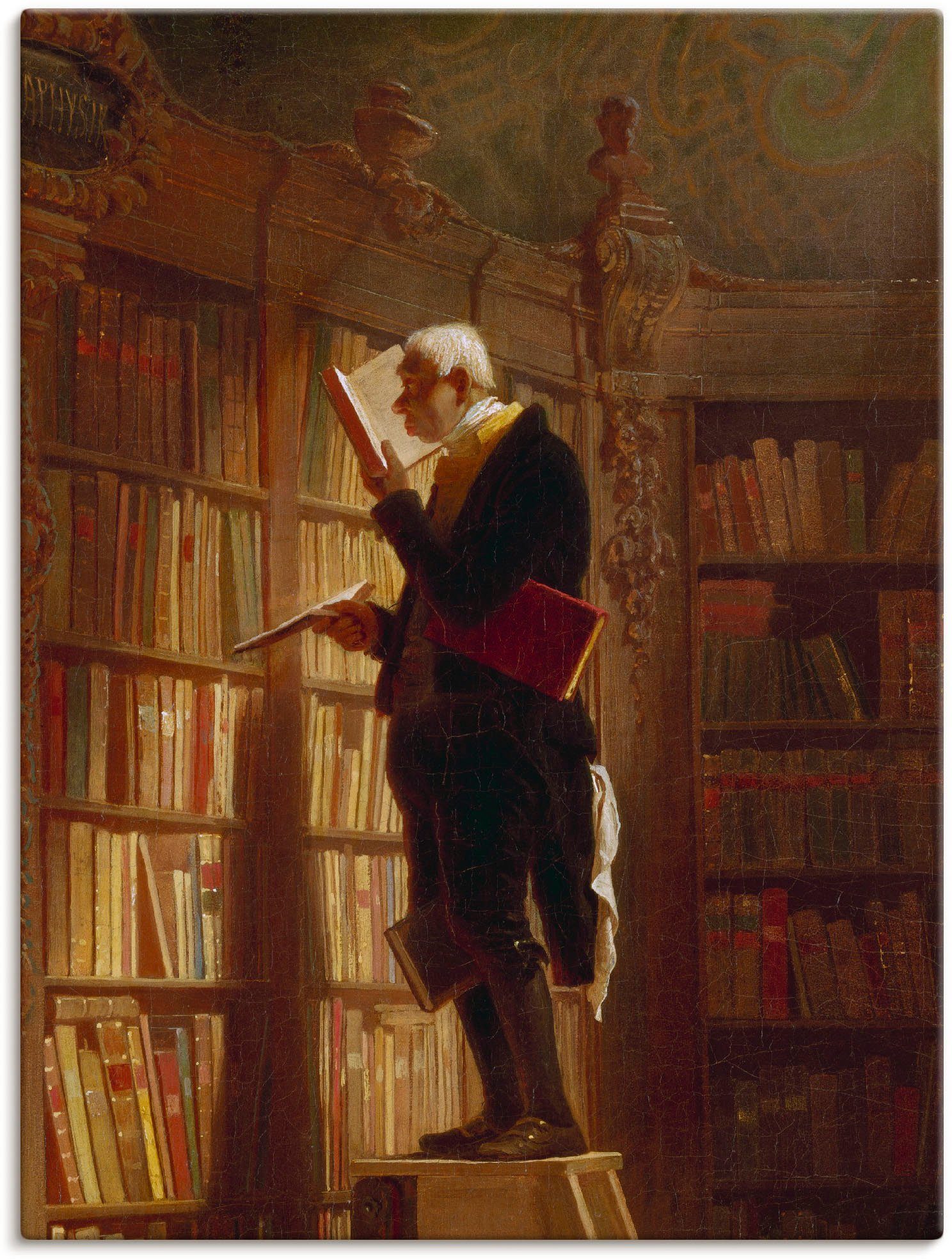 Artland Wandbild Der Bücherwurm (Detail). Um 1850, Mann (1 St), als Leinwandbild, Poster in verschied. Größen
