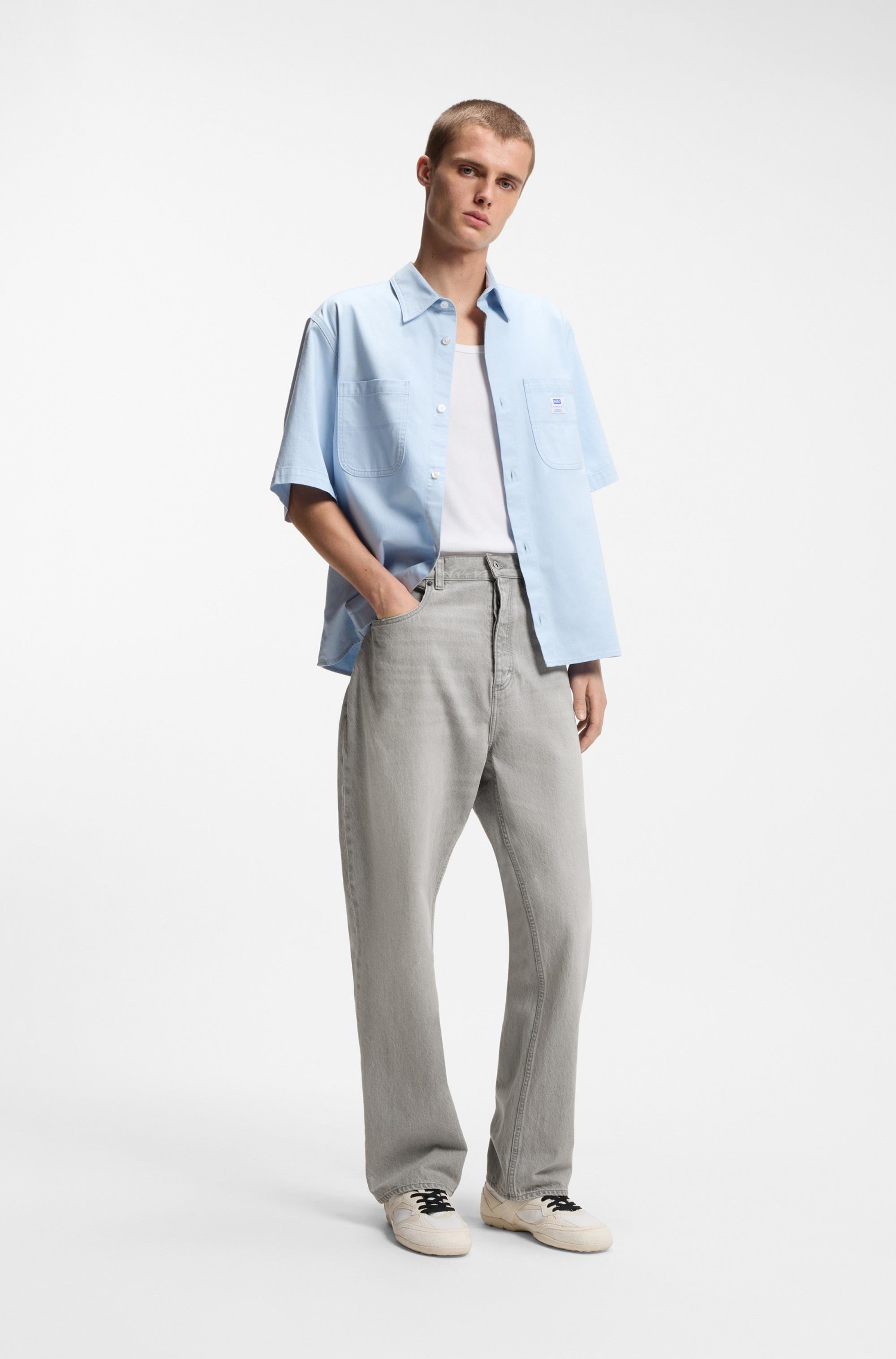 HUGO 5-Pocket-Jeans Nate Baggy Fit, mittlere Leibhöhe