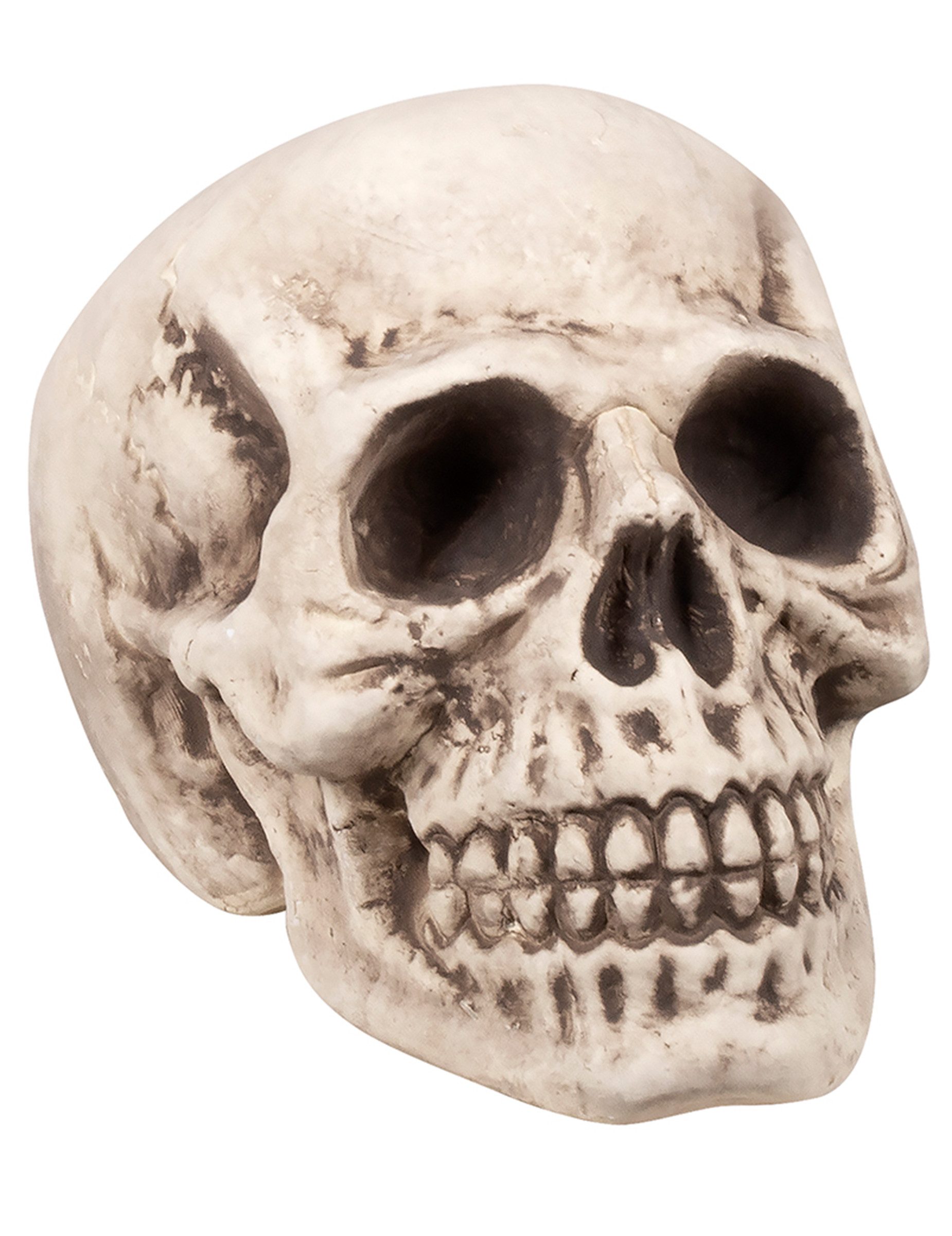 Kostüm Totenkopf-Dekoration für Halloween beige-grau 23x22x31 cm
