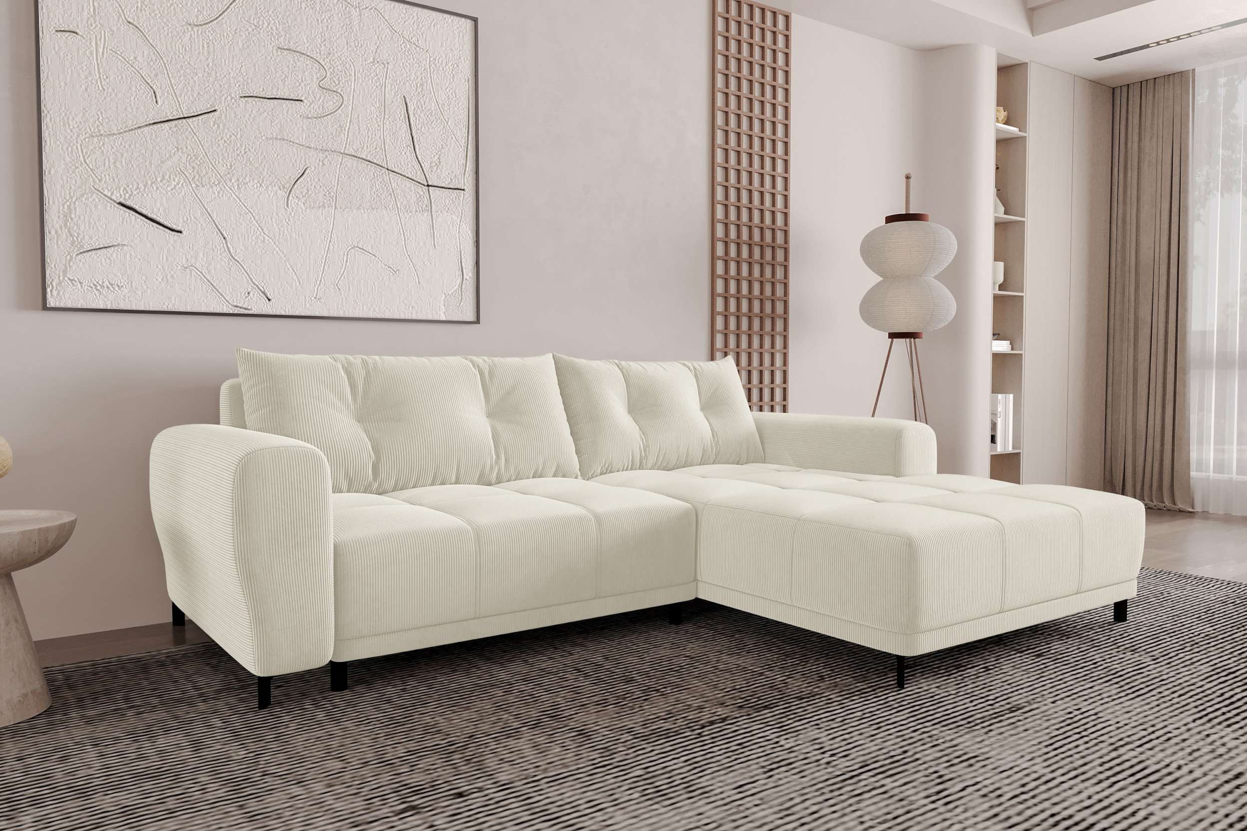 99rooms Ecksofa Massimo, Sofa L-Form, Eckcouch, mit Schlaffunktion,Rundumbezug, in Cordstoff POSO