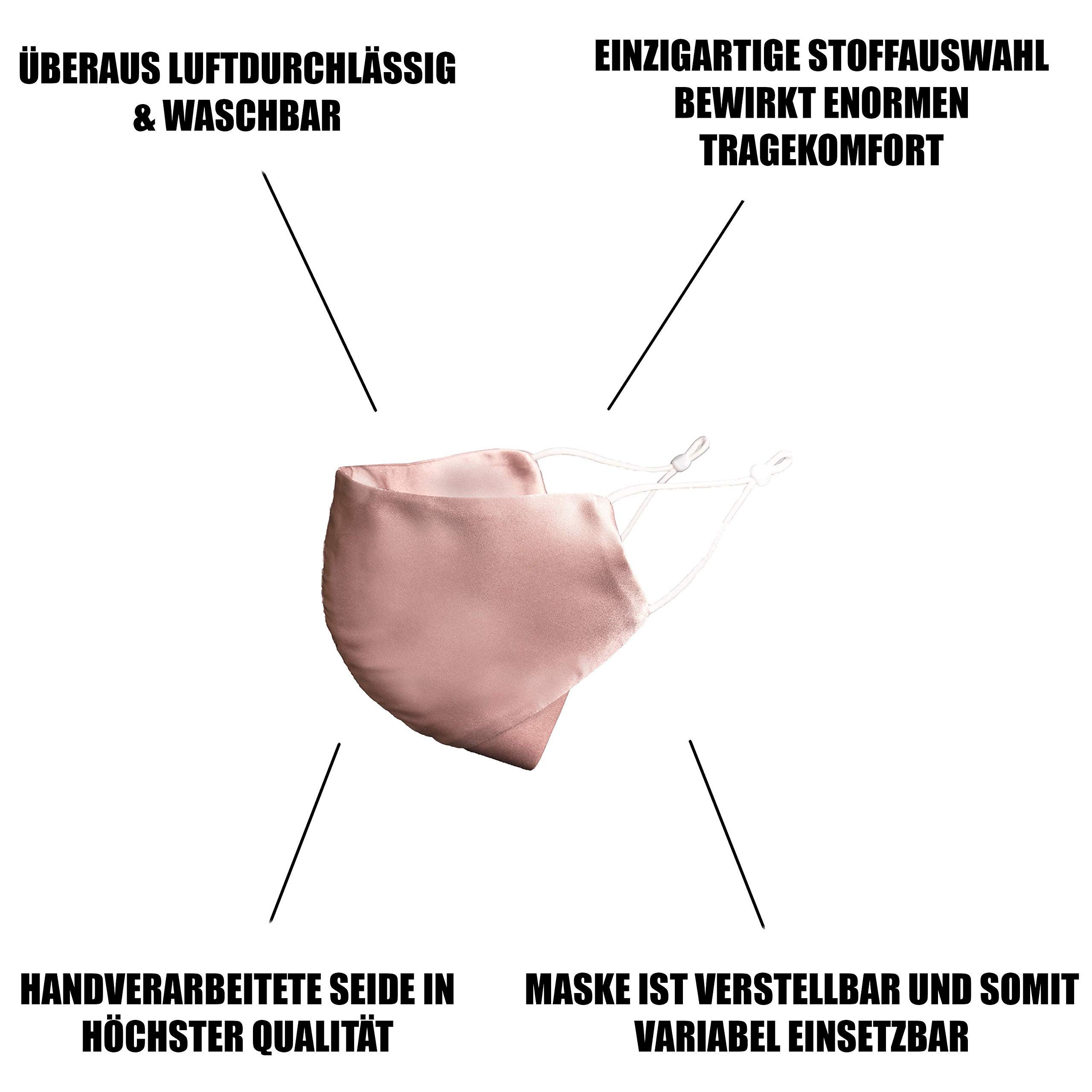 Dilara Mund-Nasen-Maske PREMIUM Seidenmasken Mundschutz mit Motiv verstellbare Größe waschbar, aus Seide - verstellbare Größe - mit Nasenbügel - waschbar