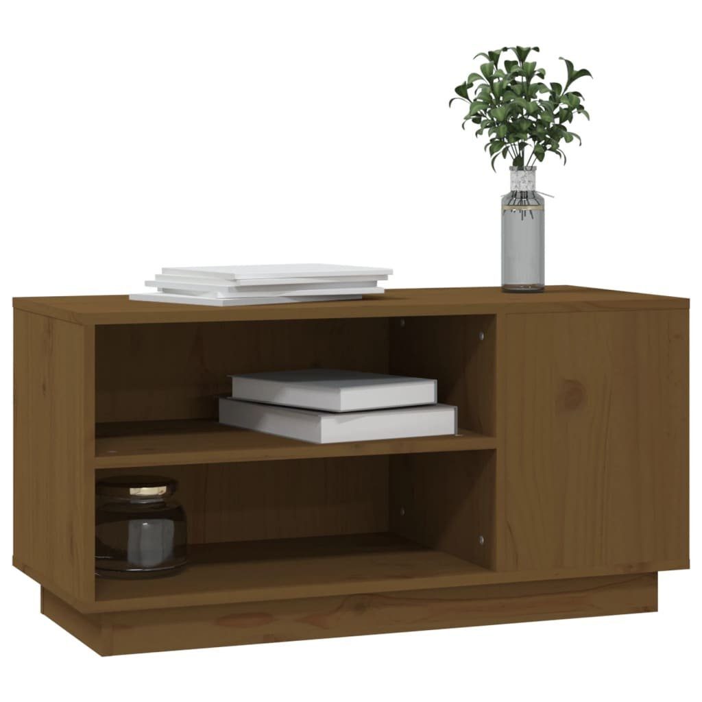 cm Massivholz TV-Schrank 80x35x40,5 furnicato Kiefer Honigbraun