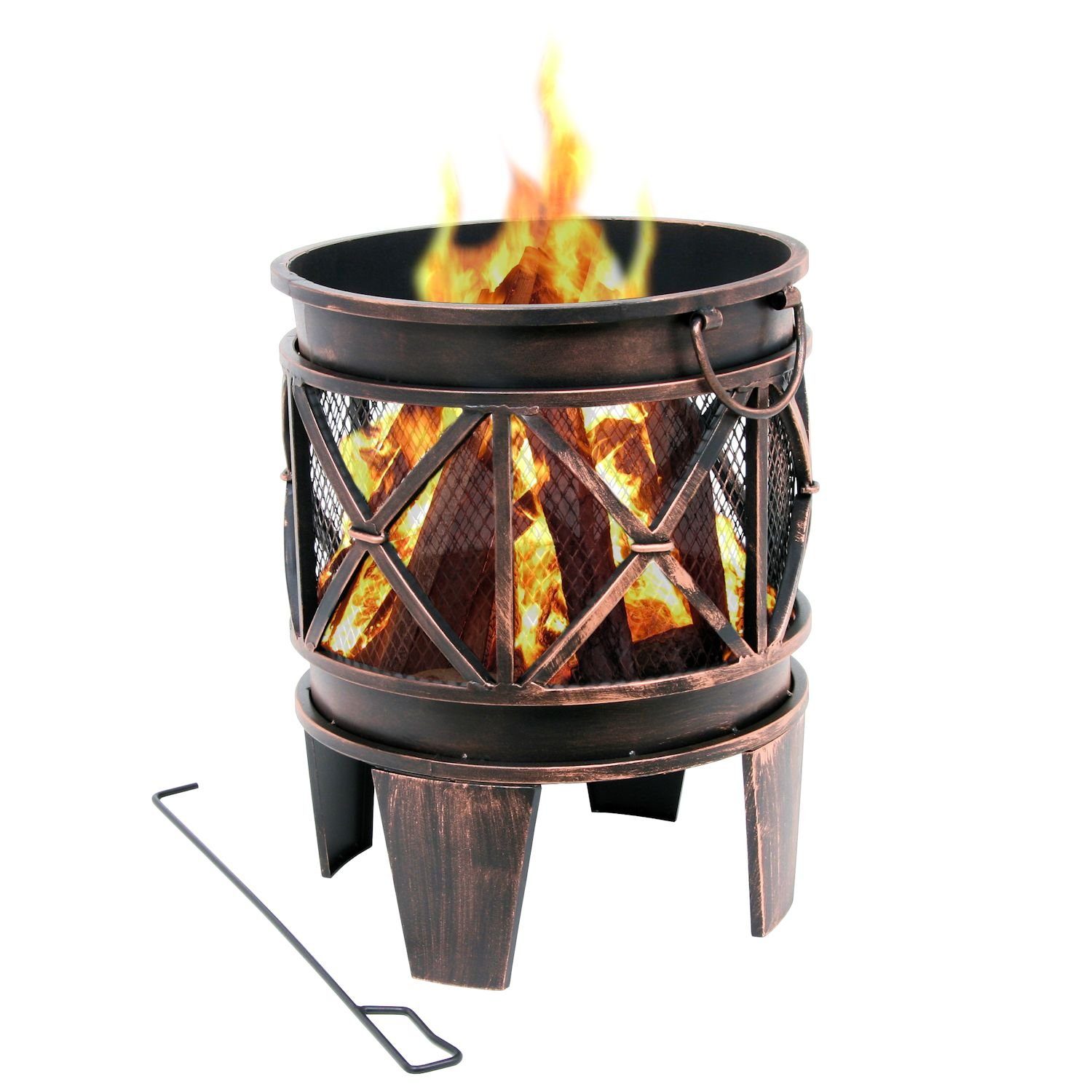 Feuerkorb "Plum" Ø 42 cm inkl. Schürhaken, Antik-Rost-Optik, Garten und Terasse