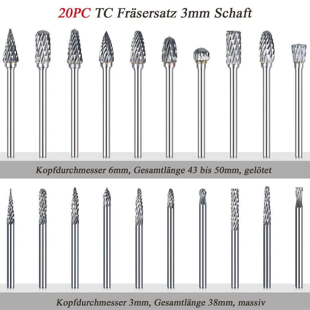 NUODWELL Fräser-Set 20 Stück Hartmetall-Frässtifte mit günstig online kaufen