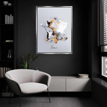 DOTCOMCANVAS® Leinwandbild Abstract Countries - France, Frankreich Acrylglasbild France abstrakt weiß gold elegant Wandbild