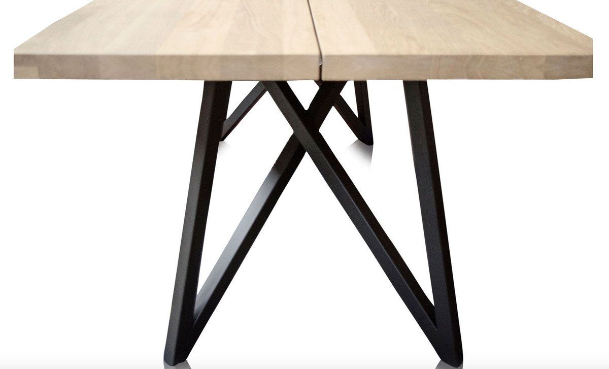 Esstisch Beinen - Esstisch Tischplatte Padrino Esszimmermöbel naturfarbener Casa mit Luxus und schwarzen