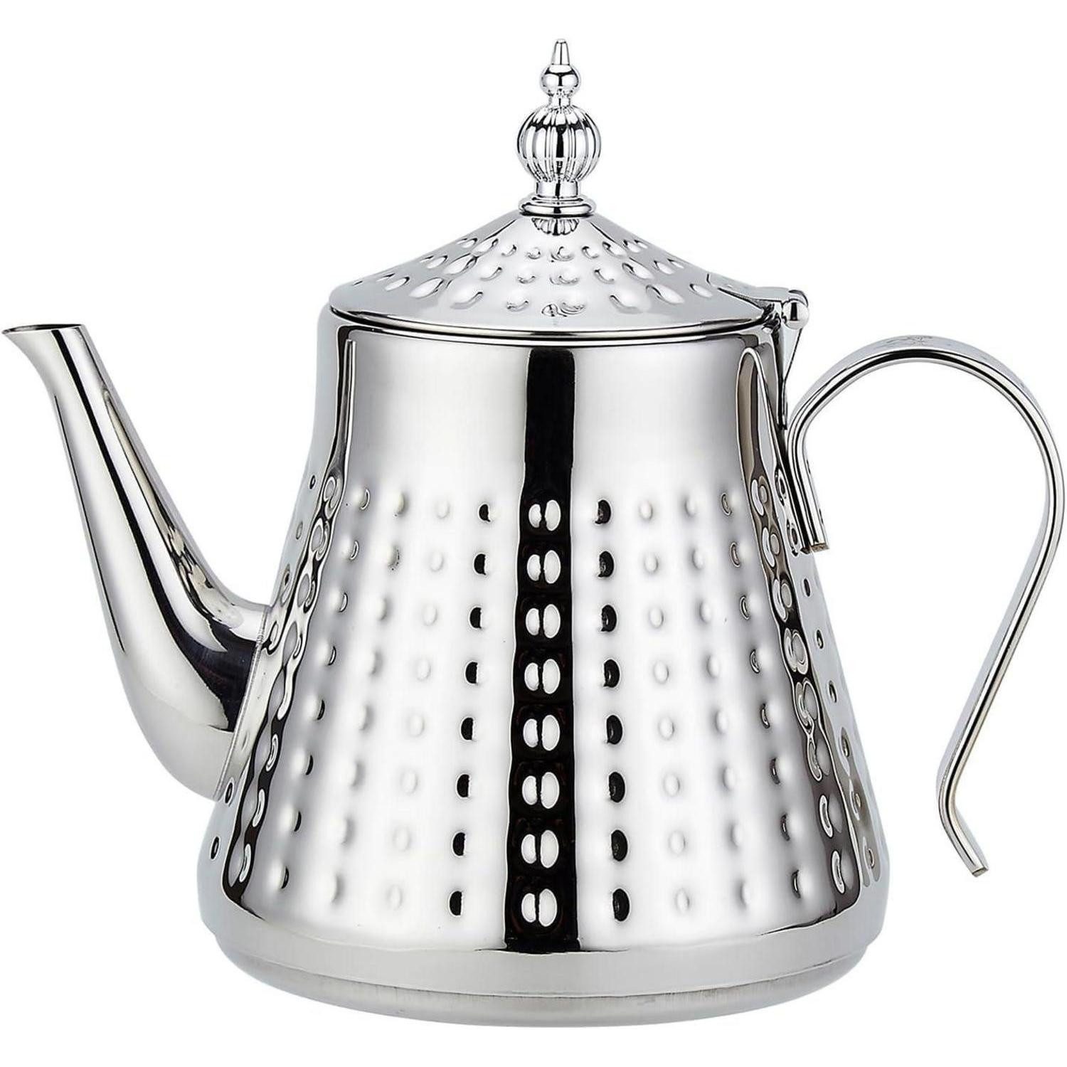 LuxusKollektion Teekanne Teekanne Edelstahl Hammermuster 1.2L Silber