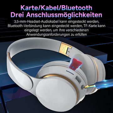 Jioson Bluetooth Over-Ear-Kopfhörer Sport-Kopfhörer multifunktions kopfhörer Over-Ear-Kopfhörer (Ideal für Reisen, Sport und den täglichen Gebrauch für alle Altersgruppen., Drei Verbindungsmodi für verschiedene Anwendungen, Einziehbares und faltbares Design)