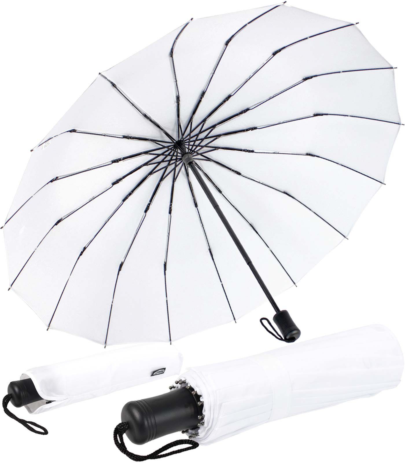 stabil Taschenregenschirm iX-brella 16 auffällig und farbenfroh, extra und weiß mit Mini Streben extravagant
