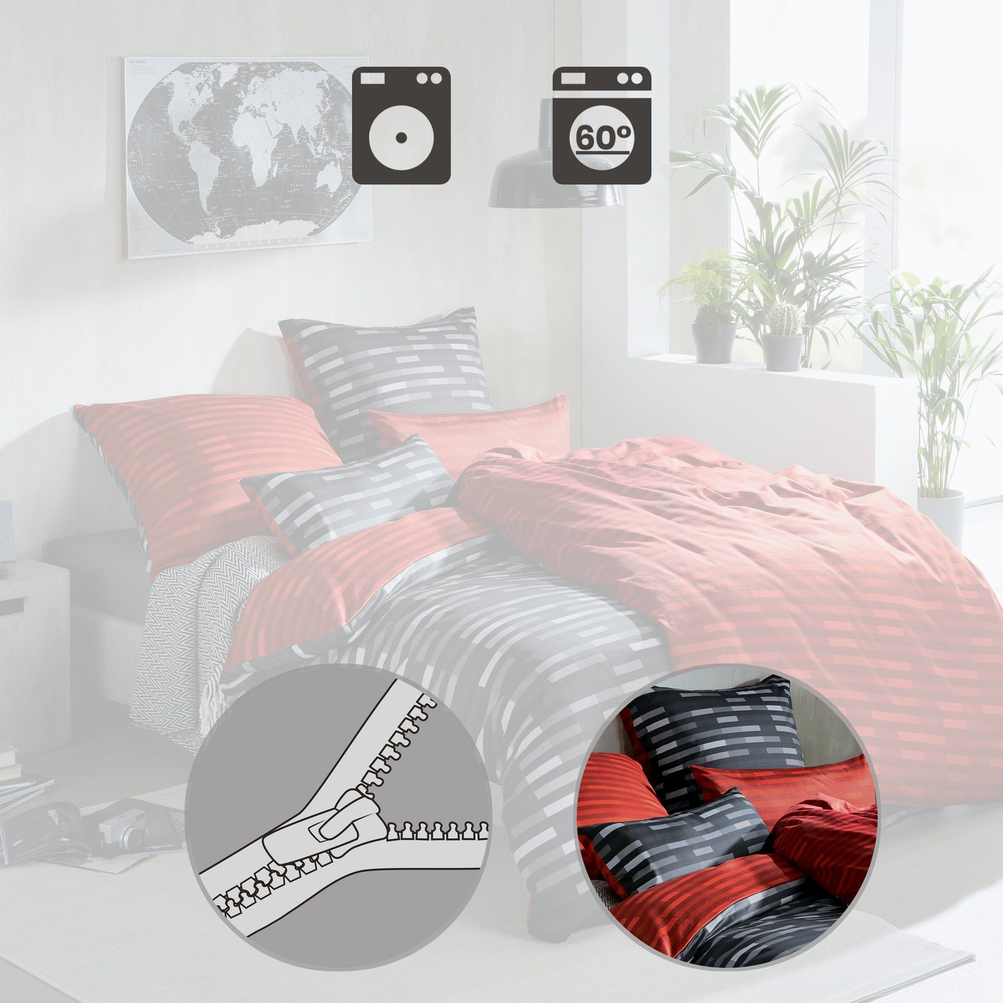 LOOKS by Wolfgang Joop Bettwäsche Wendebettwäsche, Biber, Streifen