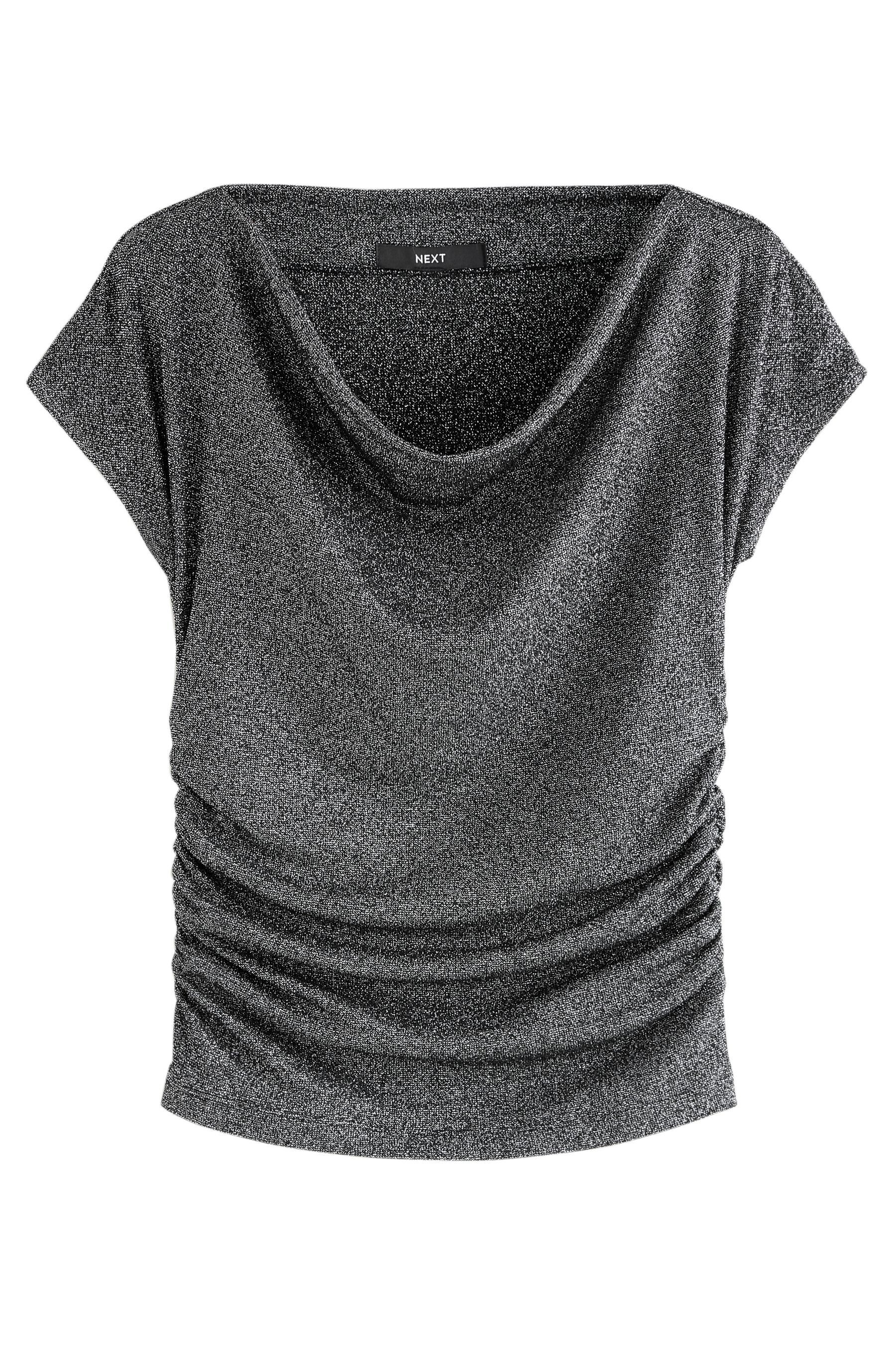 Next Kurzarmbluse Kurzärmeliges, glitzerndes Metallic-Oberteil (1-tlg) günstig online kaufen