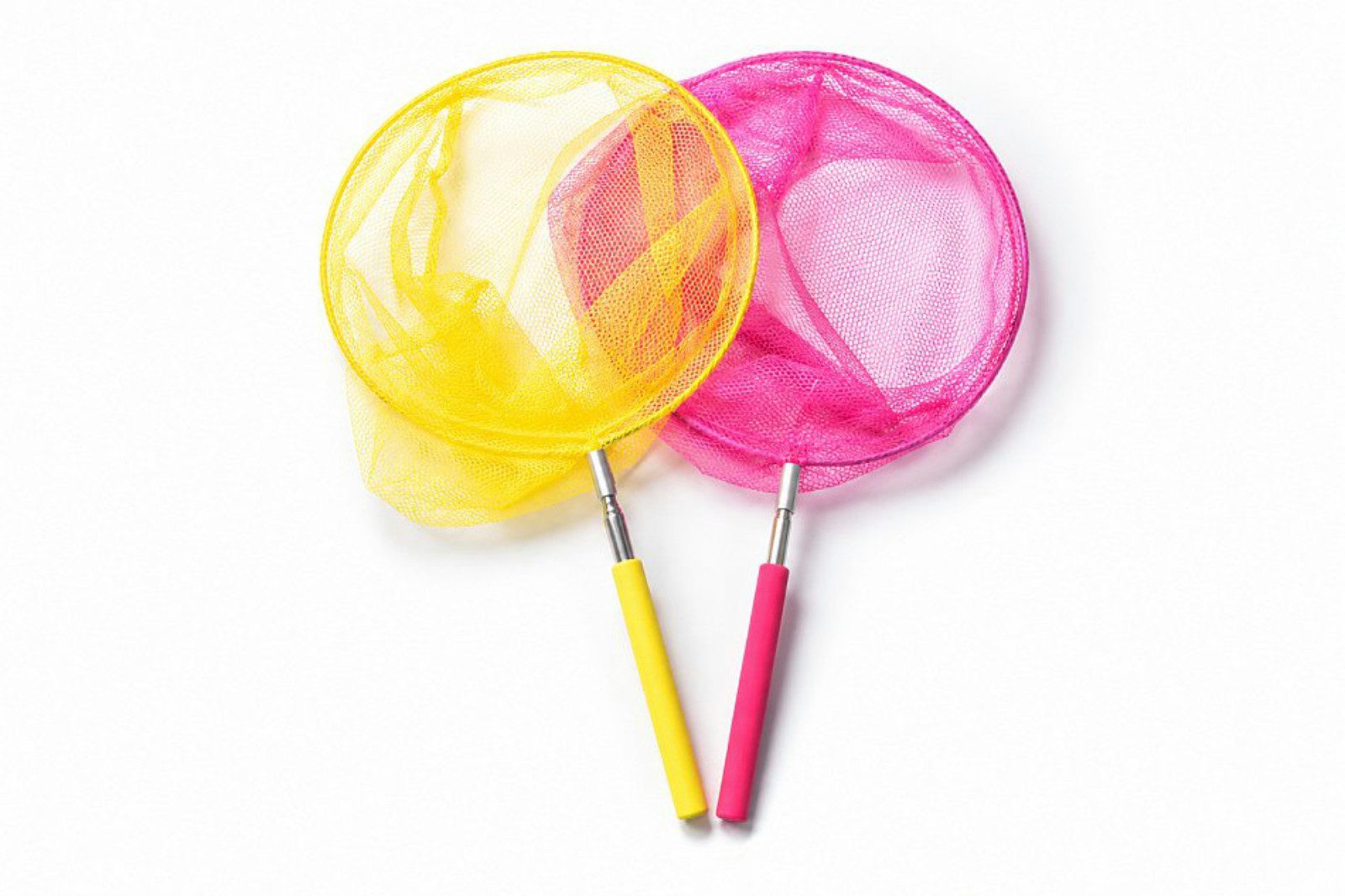Koopman Kescher Strandspielzeug 19x35 cm KLEIN 2 er Set (Set, 2-St., Packung), 2er Set, Teleskopstiel, Pink + Gelb, ausziehbar, Kinder