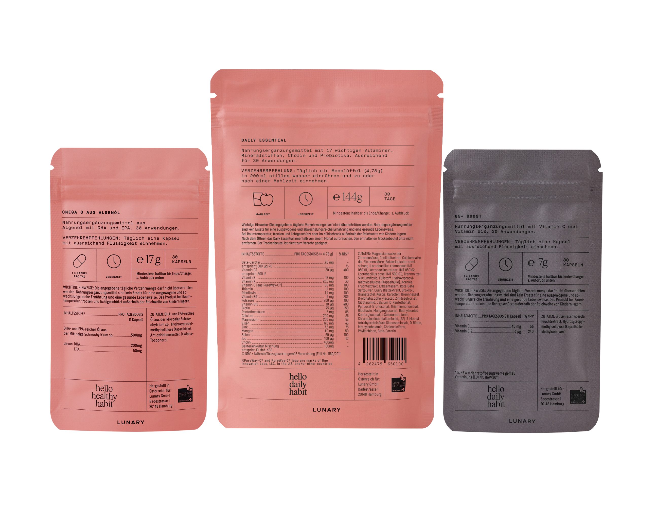 LUNARY Daily Essential Set für Frauen ab 65 Kapsel, 170 g