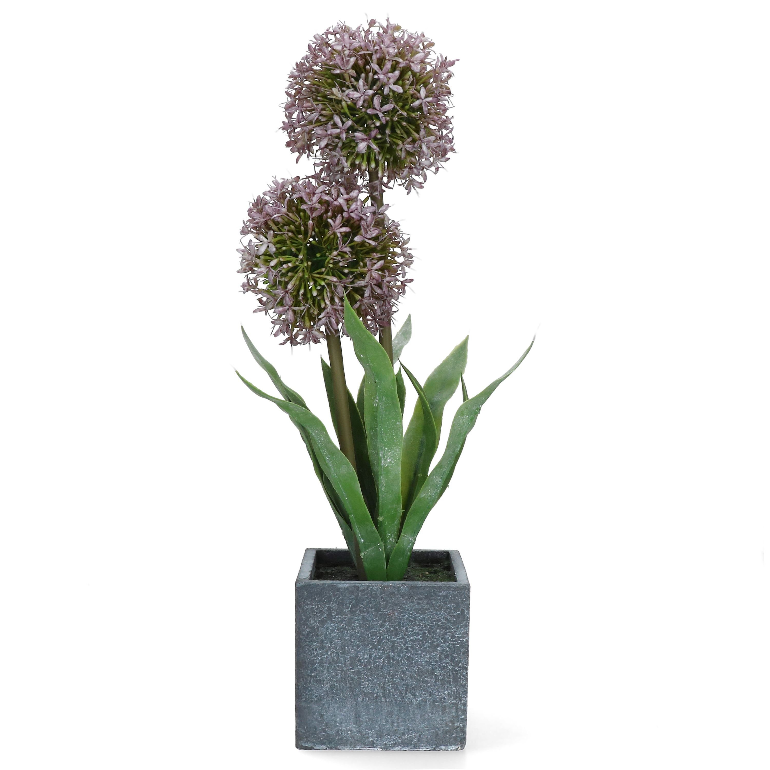 Kunstbaum Topfpflanze Lauch Lila Zimmer-Pflanze Kunststoff Tisch-Deko im Topf