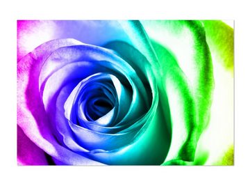 wandmotiv24 Leinwandbild Regenbogenrose Blüte, Abstrakt (1 St), Wandbild, Wanddeko, Leinwandbilder in versch. Größen