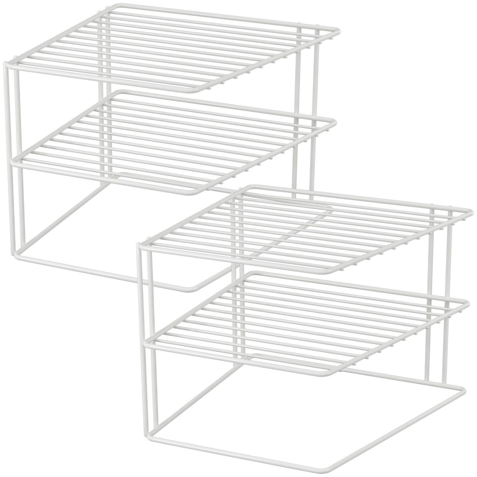 Wellgro Geschirrständer 2x Schrankeinsatz mit 2 Etagen - weiß, 25 x 25 x 20 cm