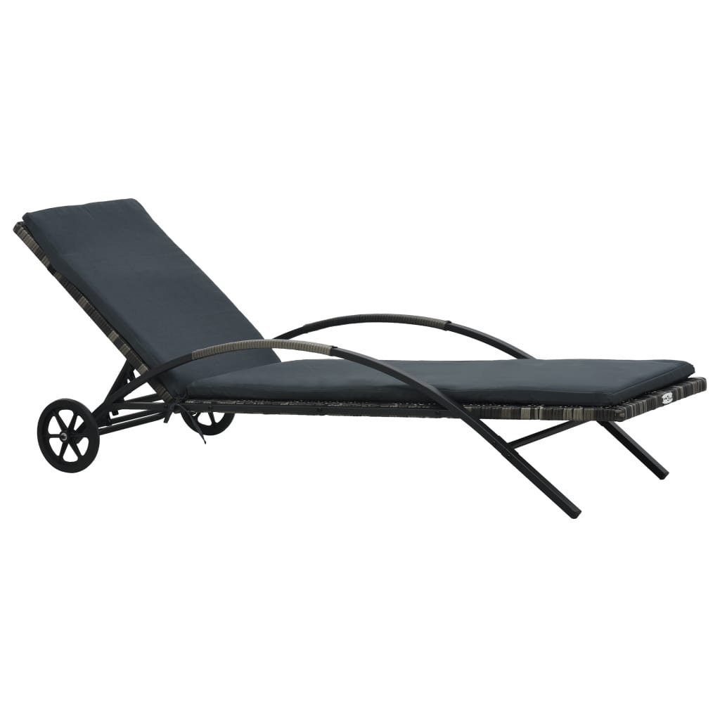vidaXL Gartenliege »vidaXL Sonnenliege mit Polster & Rollen Poly Rattan