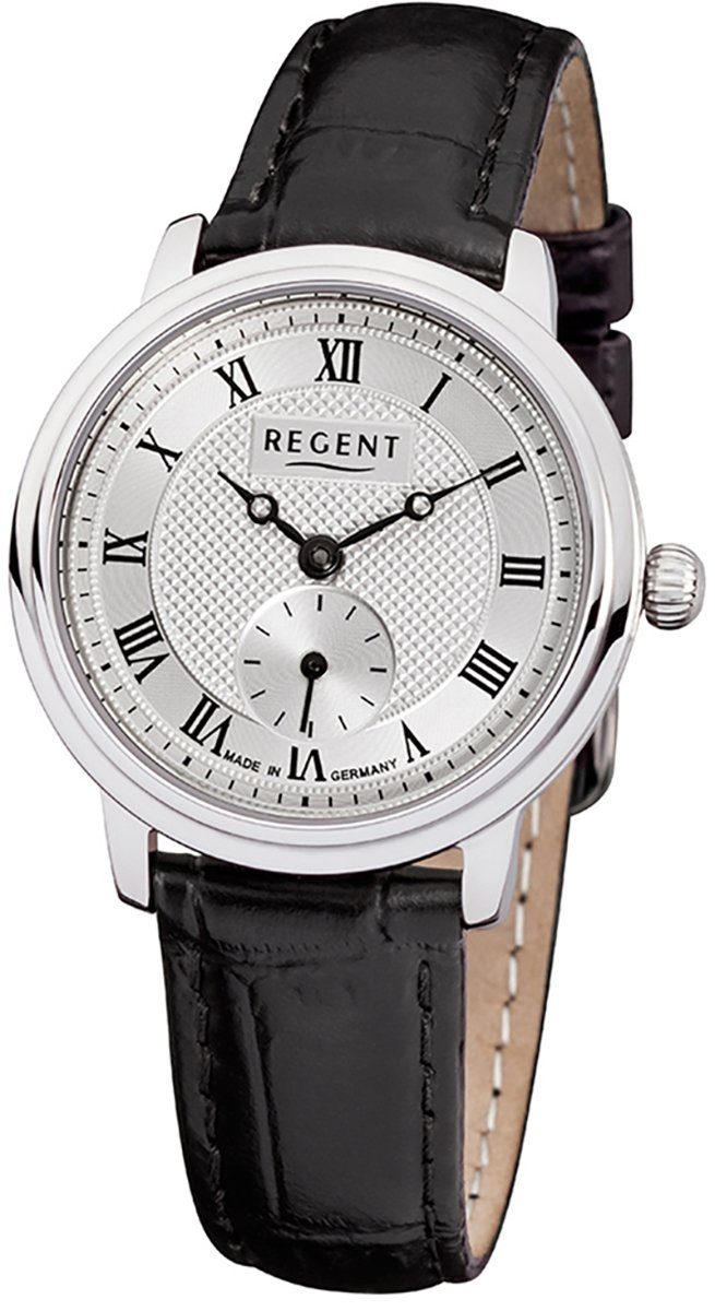 Regent Quarzuhr Regent Damen Uhr GM-1440 Leder Quarz, Damen Armbanduhr rund, klein (ca. 28mm), Lederarmband