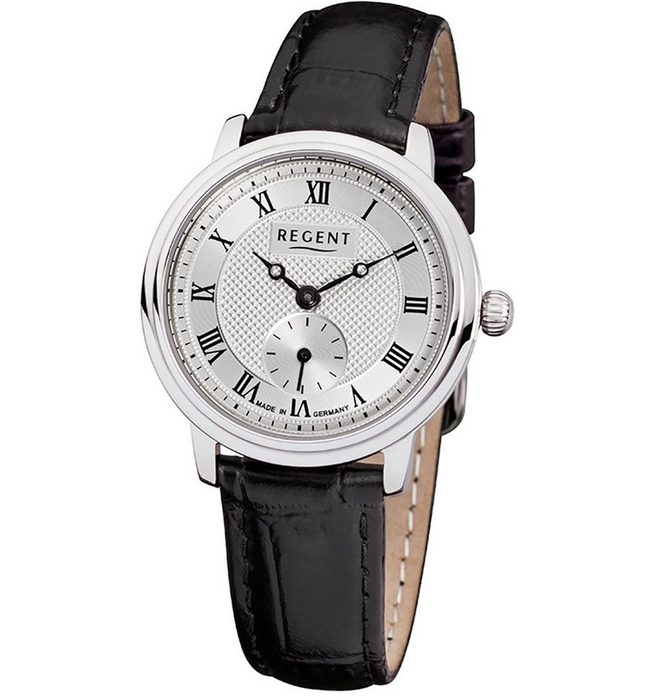 Regent Quarzuhr Regent Damen Uhr GM-1440 Leder Quarz (Armbanduhr) Damenuhr rund klein (ca. 28mm) Leder Elegant