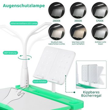 TLGREEN Kinderschreibtisch Kinderschreibtisch Stuhl mit Lampe Höhenverstellbarer