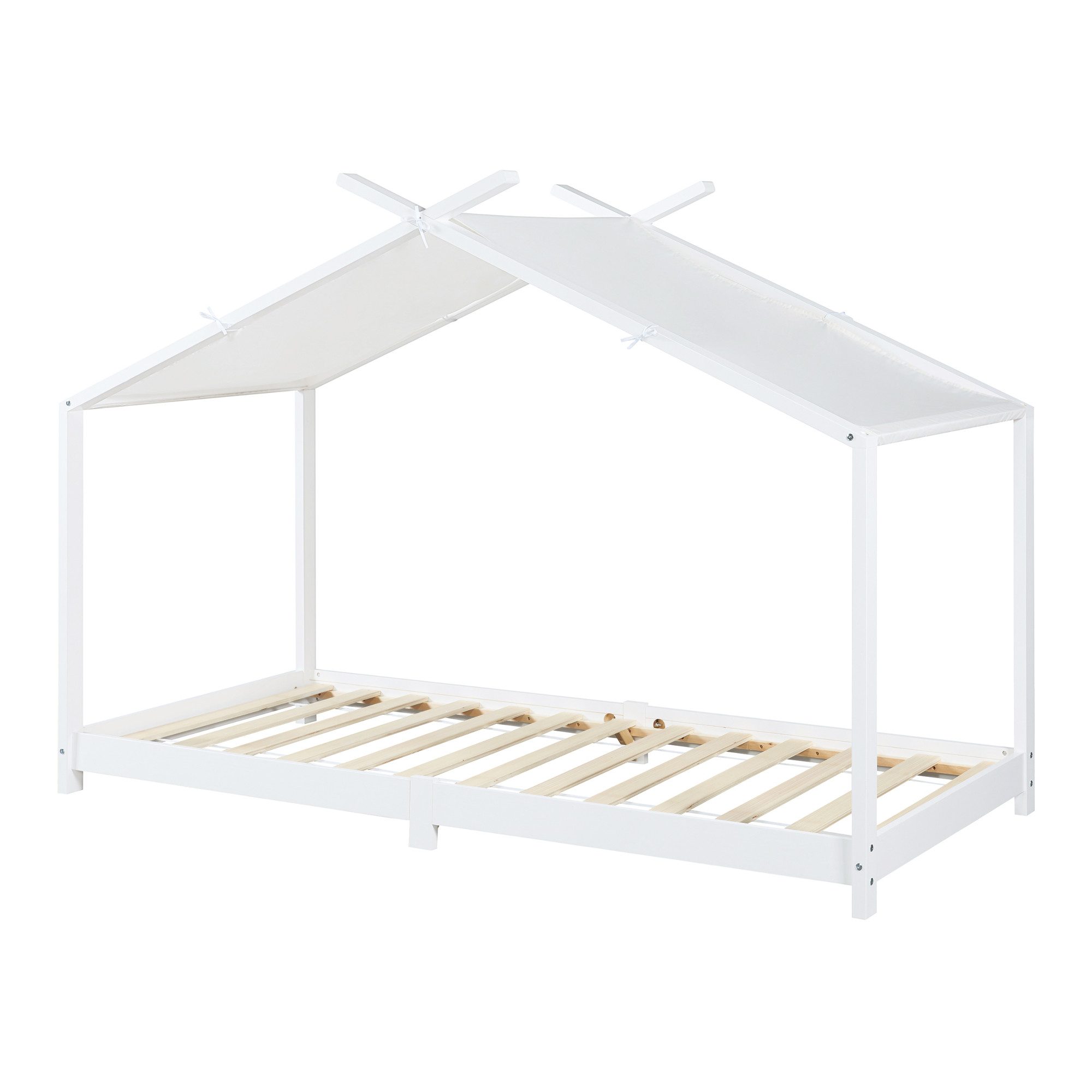 en.casa Kinderbett, »Brome« Hausbett 90 x 200 cm Holz Weiß günstig online kaufen