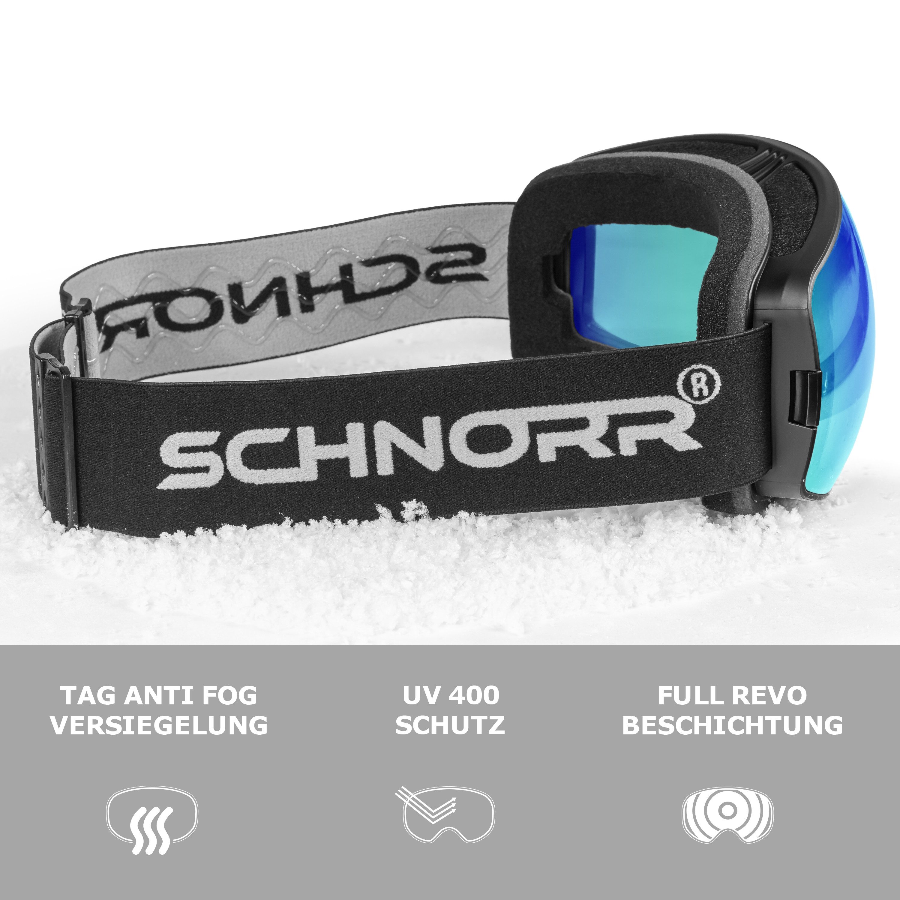 SCHNORR Sportbrille Schnorr Skibrille Ventra - Sphärisch, Blau (S3), Full REVO, Anti-Fog, (1-St), Full REVO-Beschichtung Blau (S3) – Bild 3 von 3