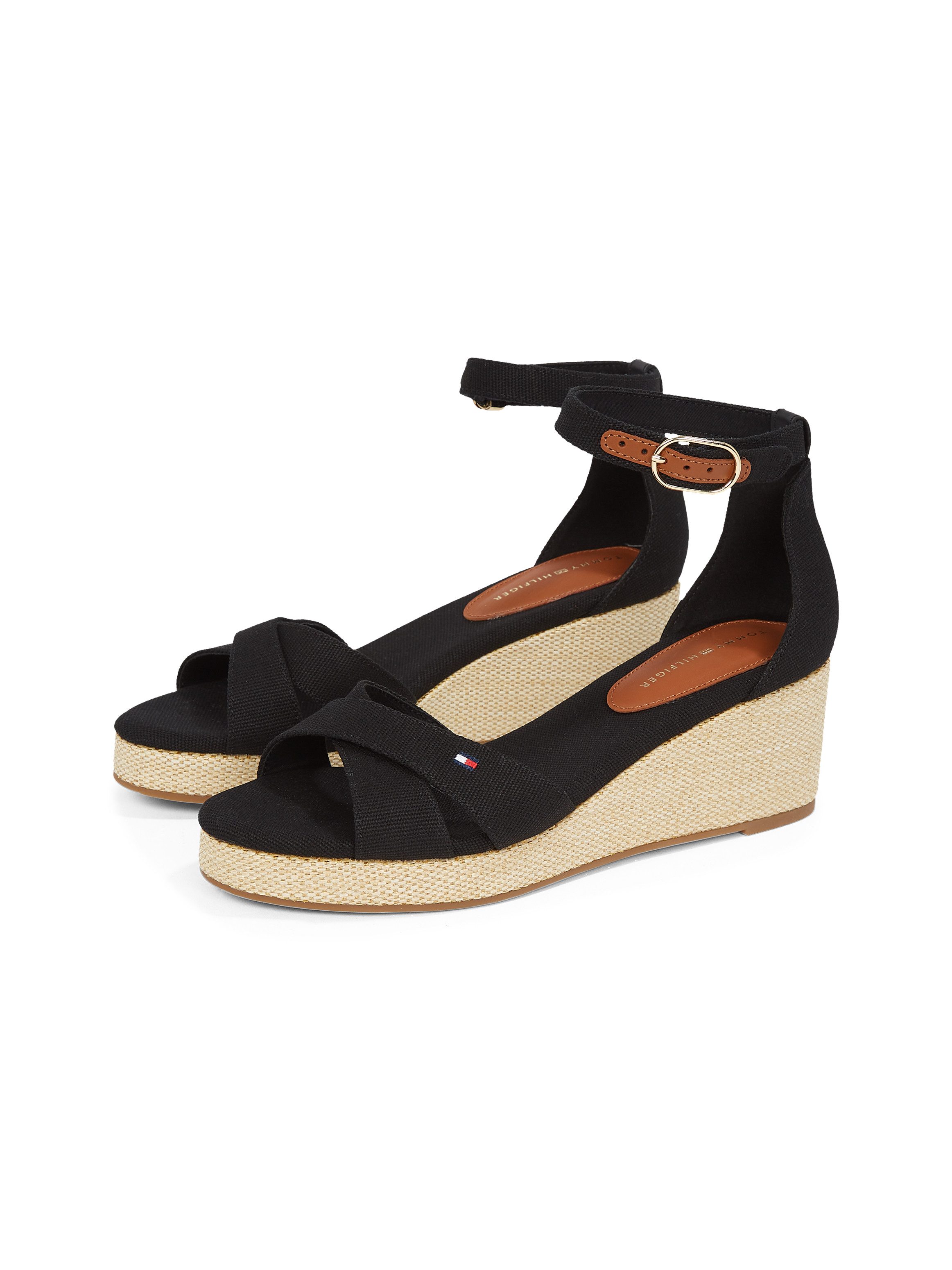 Tommy Hilfiger FLAG CRISS-CROS MID WEDGE ESPAD Keilsandalette, Riemchensandale, Sommerschuh mit verstellbarer Schnalle