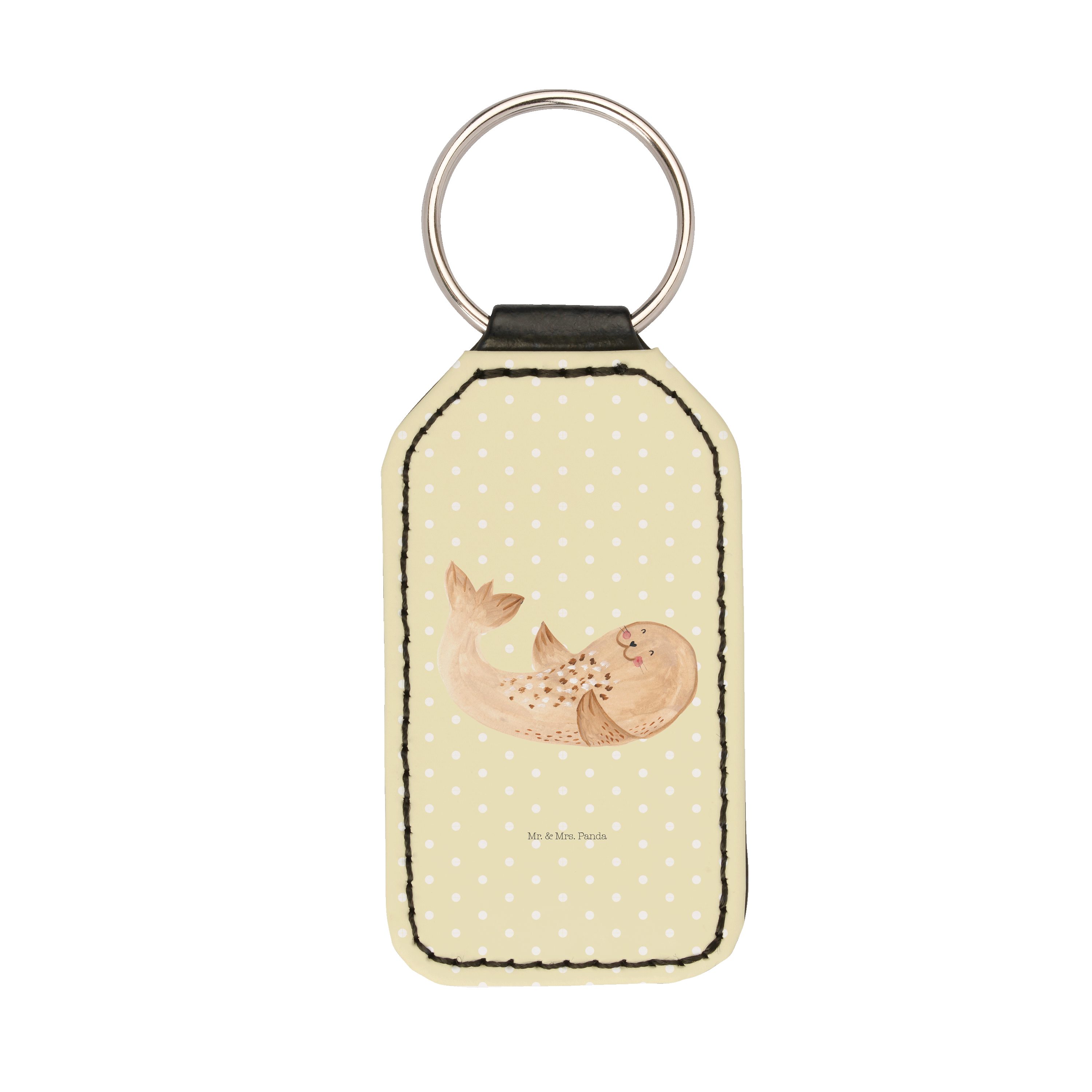 Taschenanhänger, Glücksbring & Gelb Schlüsselanhänger liegend Pastell Panda Mr. Mrs. (1-tlg) - - Robbe Geschenk,