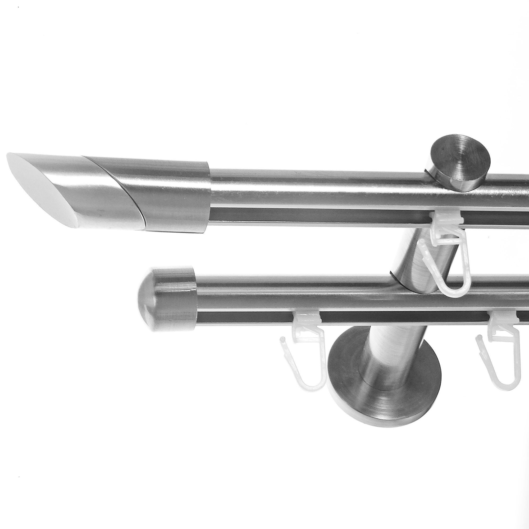 BASIT Gardinenstange Innenlauf 16 mm mit Wandträgern 540 cm E13, Ø 16 mm, 2-läufig, verschraubt, Aluminium, H80 540 cm E13 Schräge