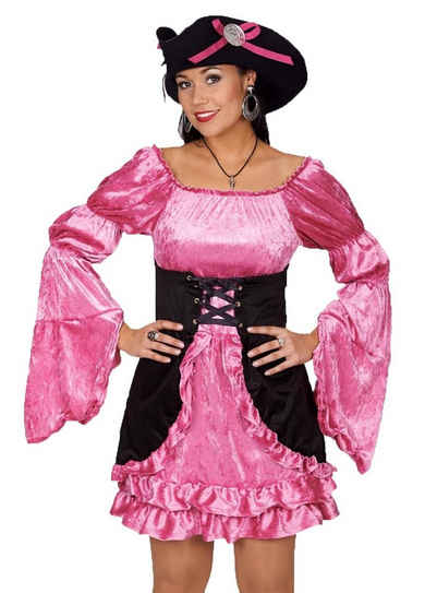 Metamorph Kostüm Piratin in Pink Kostüm, Gerüschtes Piratenkleid mit weiten Ärmeln