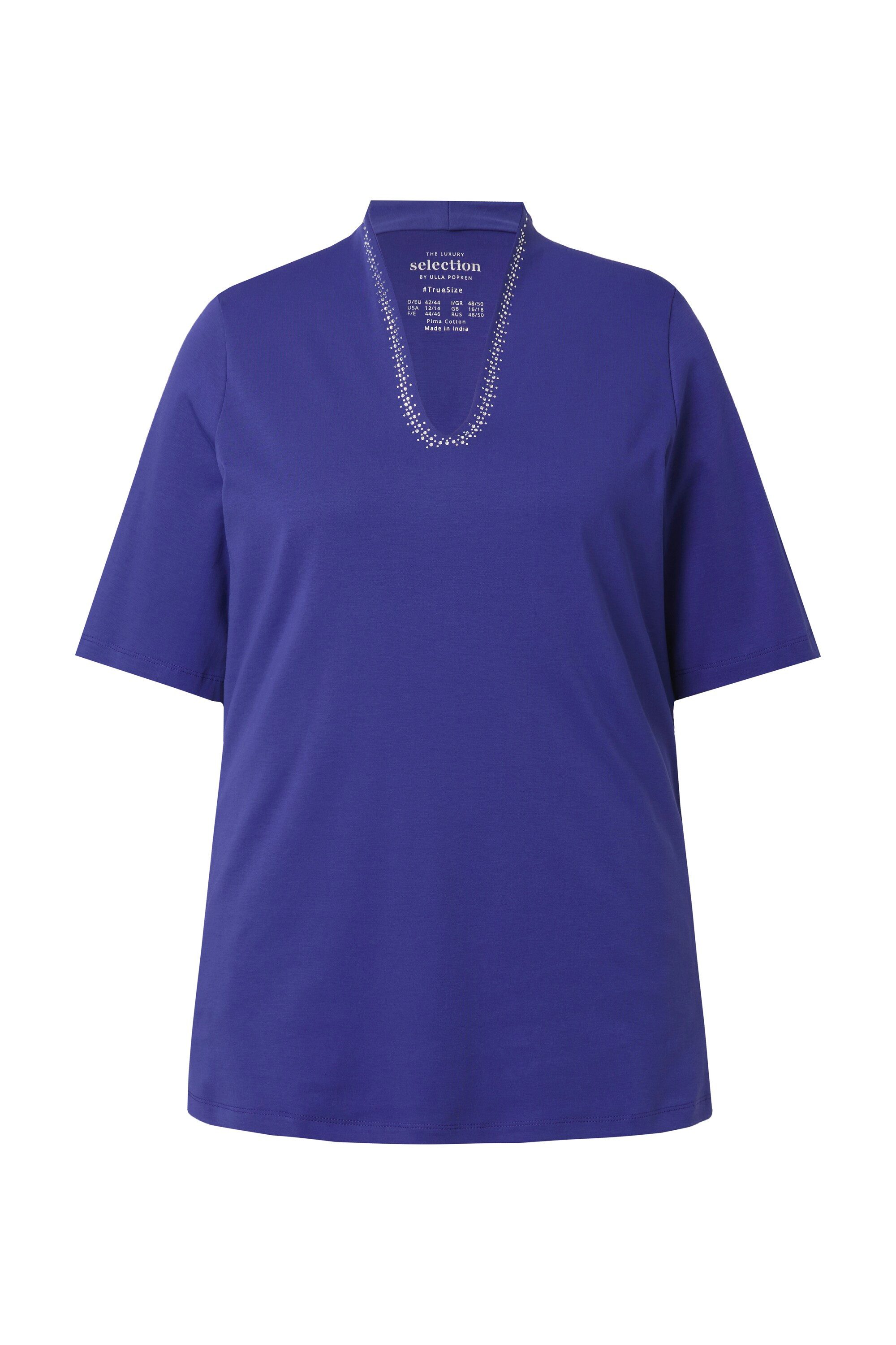 Ulla Popken T-Shirt Shirt A-Linie Kelchkragen Halbarm Pima Cotton günstig online kaufen