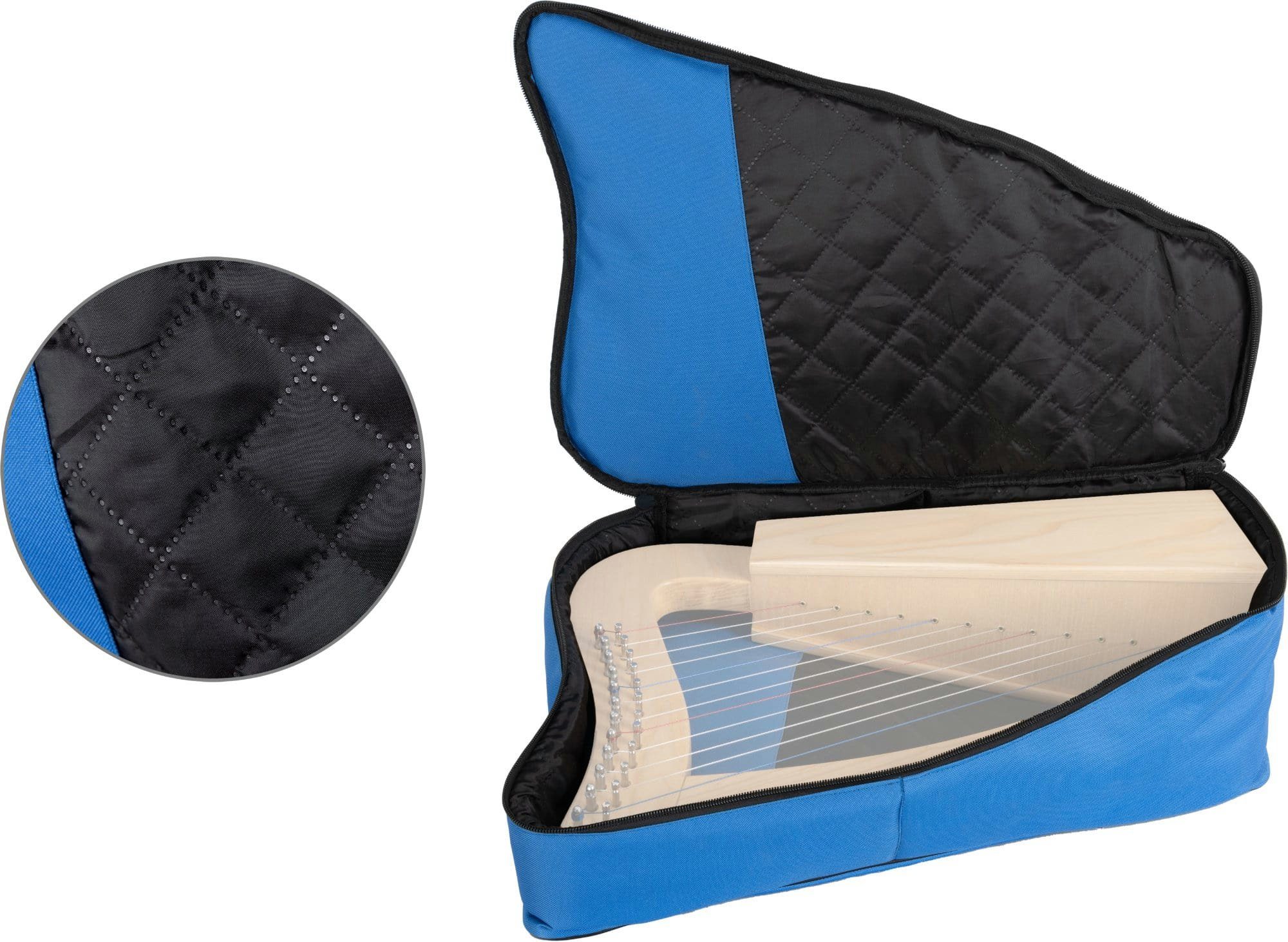 Classic Cantabile Tragetasche für 12-saitige Keltische Harfe, rundum-Polsterung & Außentasche - Außenmaterial aus robustem Nylon
