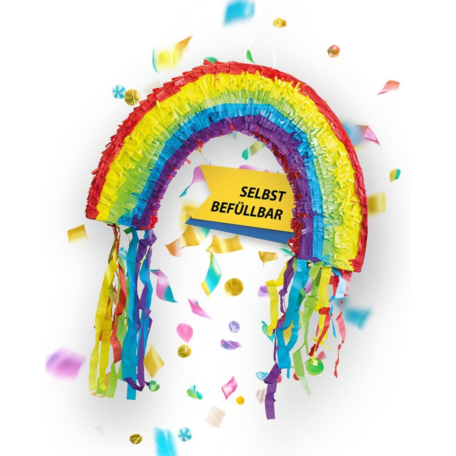 Party Factory Pinata Regenbogen Pinata bunt Partyspiel Schlag-Pinata Kindergeburtstag, kräftige bunte Farben